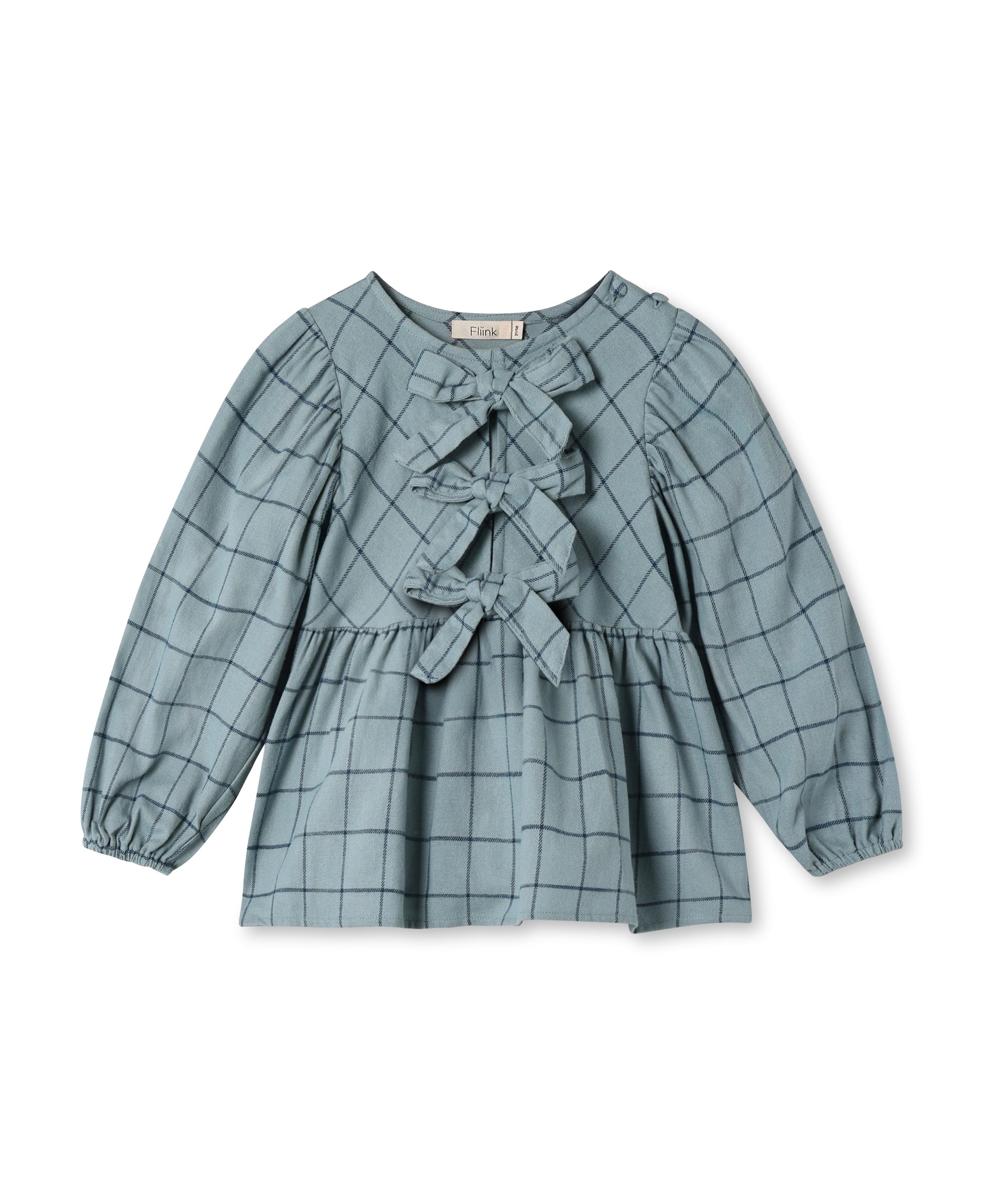 Elegant Langærmet Bluse med Sløjfer – Fliink Cody Check