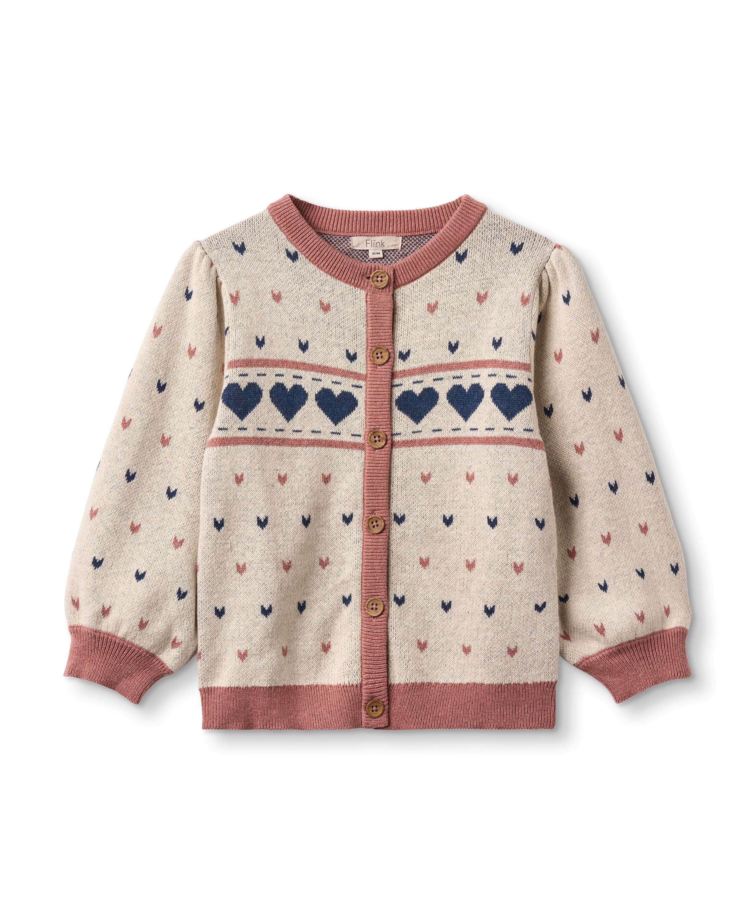 Fliink Nova Multi Heart Cardigan – Sandshell til Børn