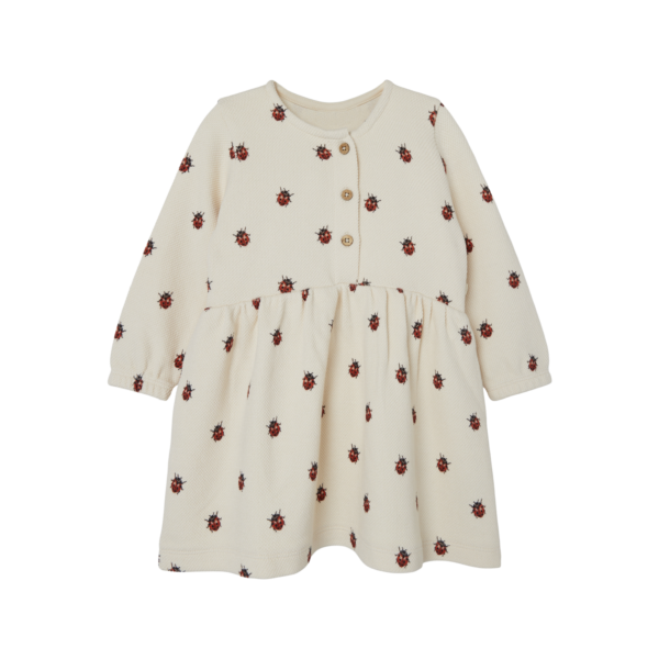 Lil Atelier Ronja Sweatkjole med mariehøne – Hvidgrå