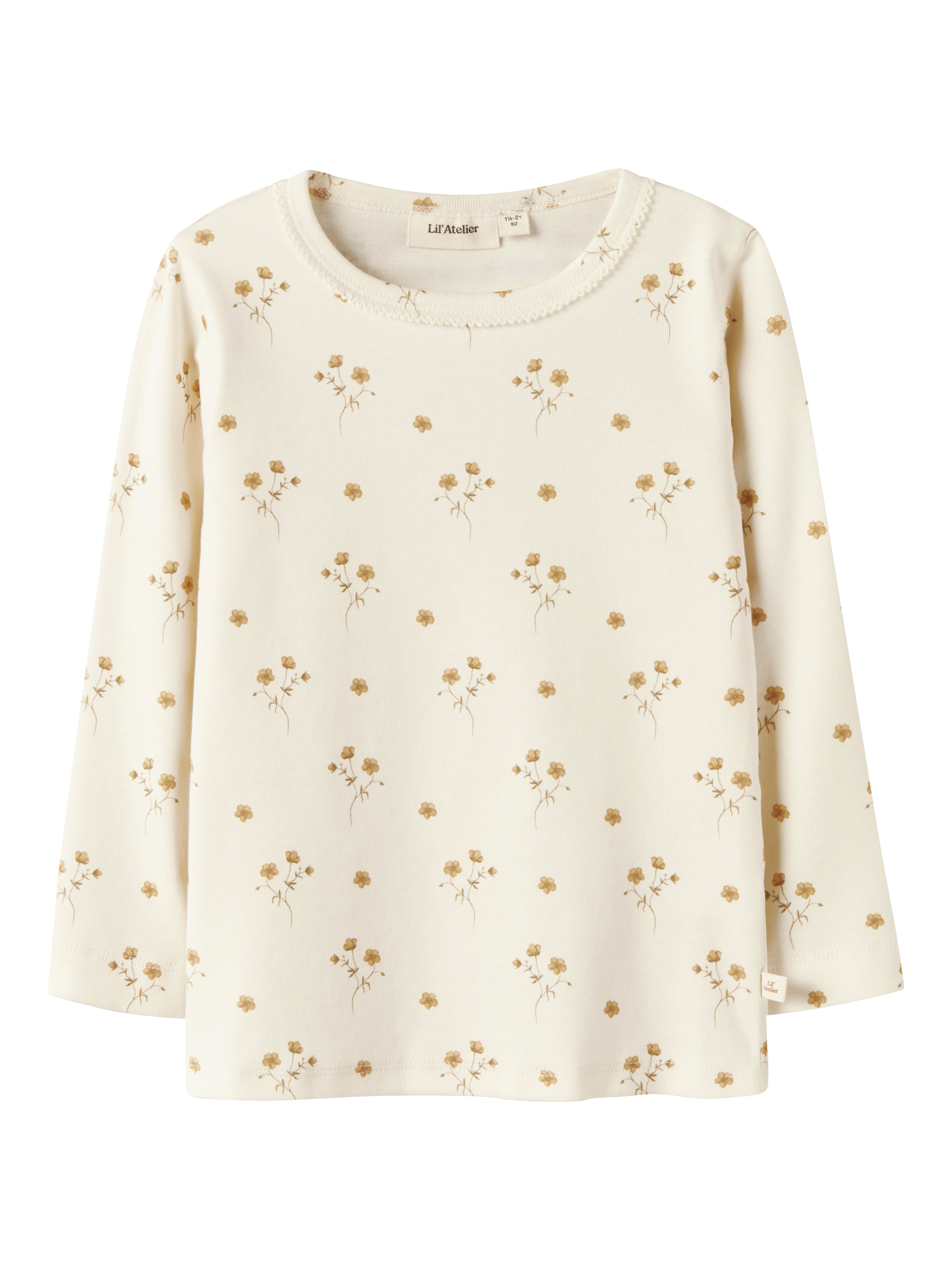 Lil Atelier Layo Sig Ls Slim Top - Coconut Milk Flower Yellow -   Cm