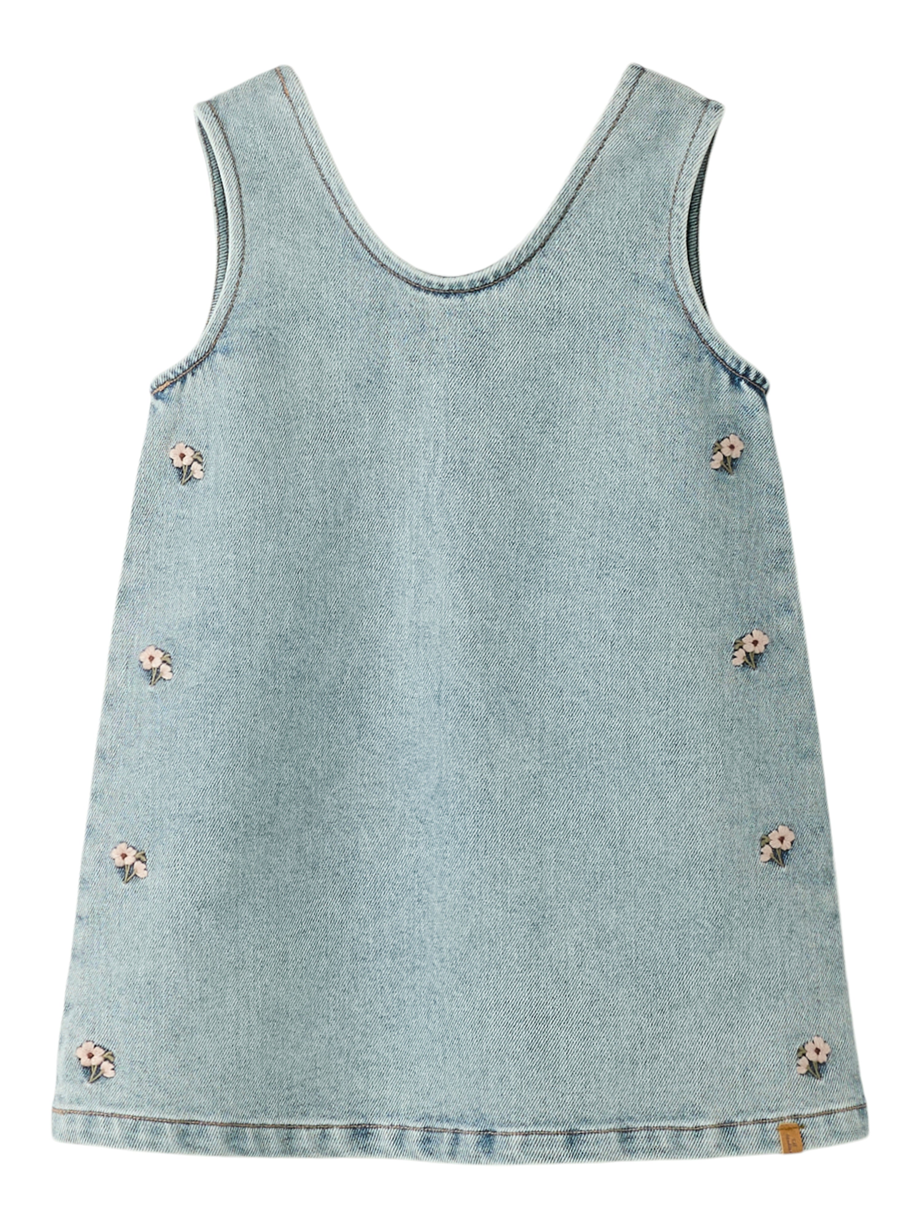 Lil Atelier Darlee Denim Kjole – Blomsterbroderi, Blå Denim