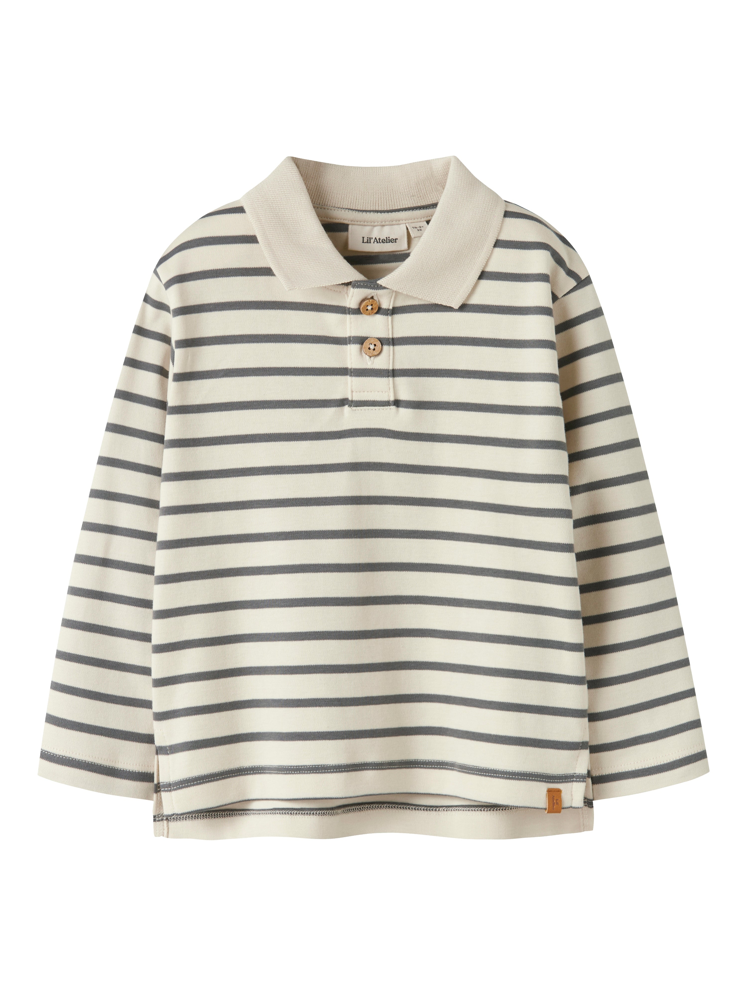 Lil Atelier Limia - Ls Loose Polo Top - Turtledove Poppy Sead -   Cm