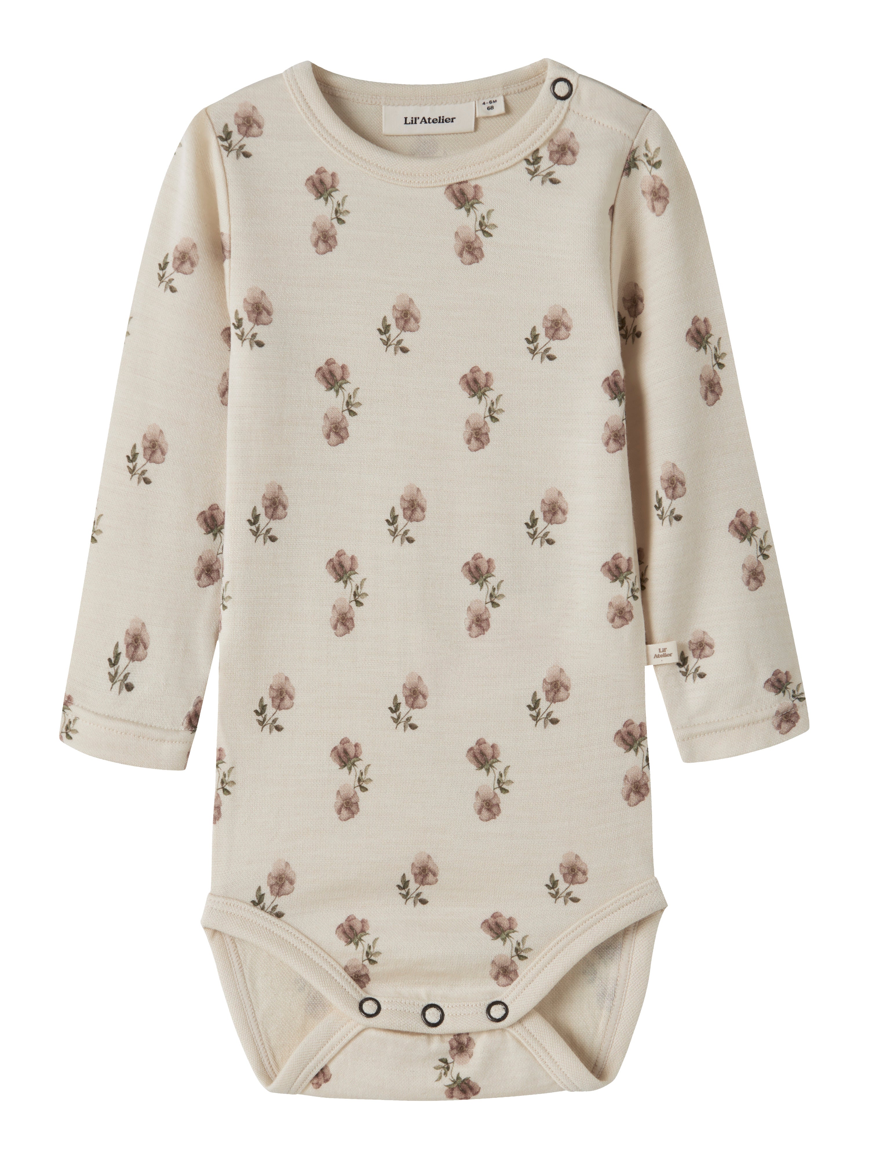 Lil Atelier Nilo - Nun Wool Ls Slim Body - Turtledove Flower - Cm