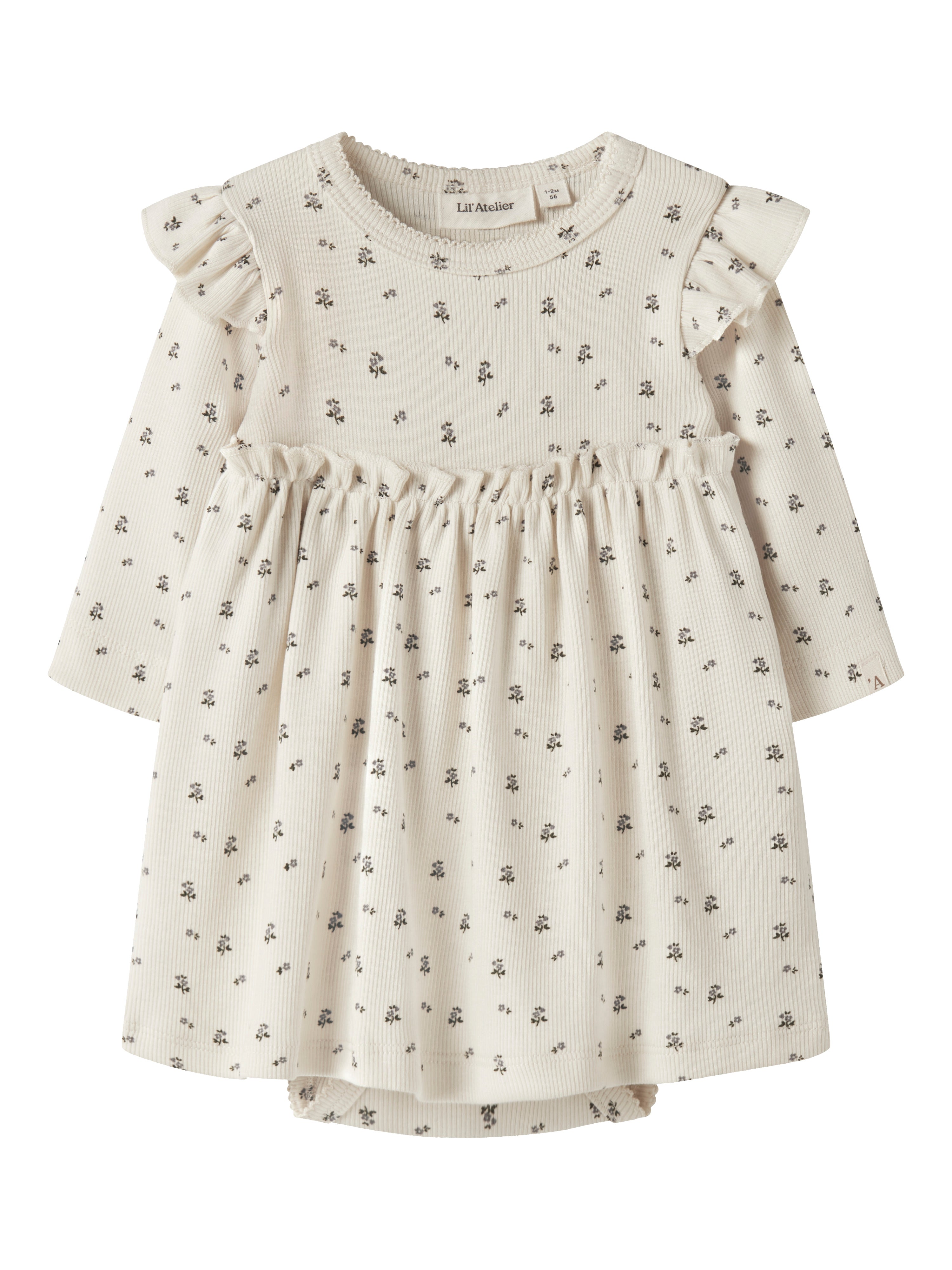 Lil Atelier Lago - Mia Ls Body Dress - Turtledove Blue Flower -   Cm