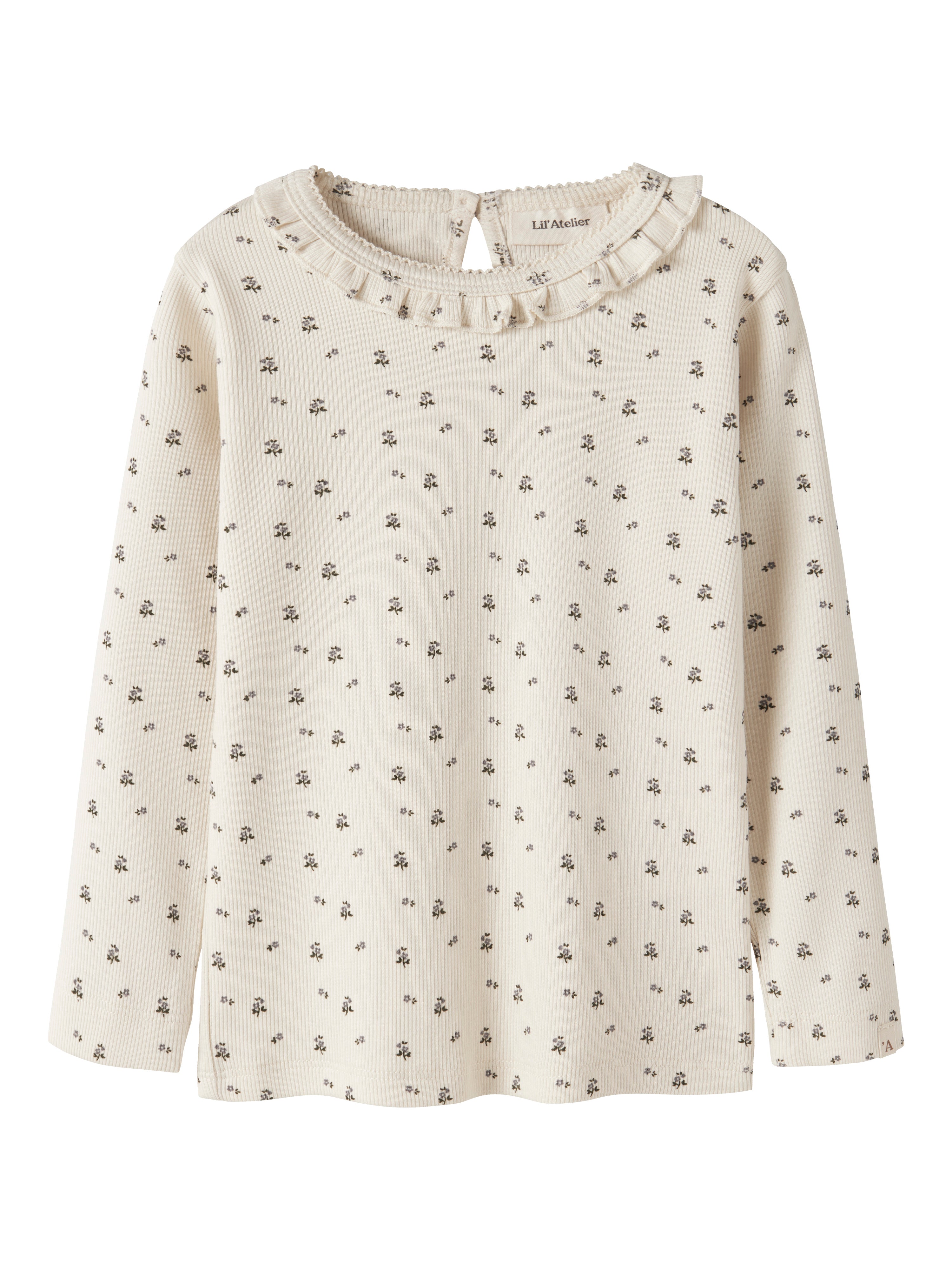 Lil Atelier Lago - Mai Ls Slim Top - Turtledove Blue Flower - Cm