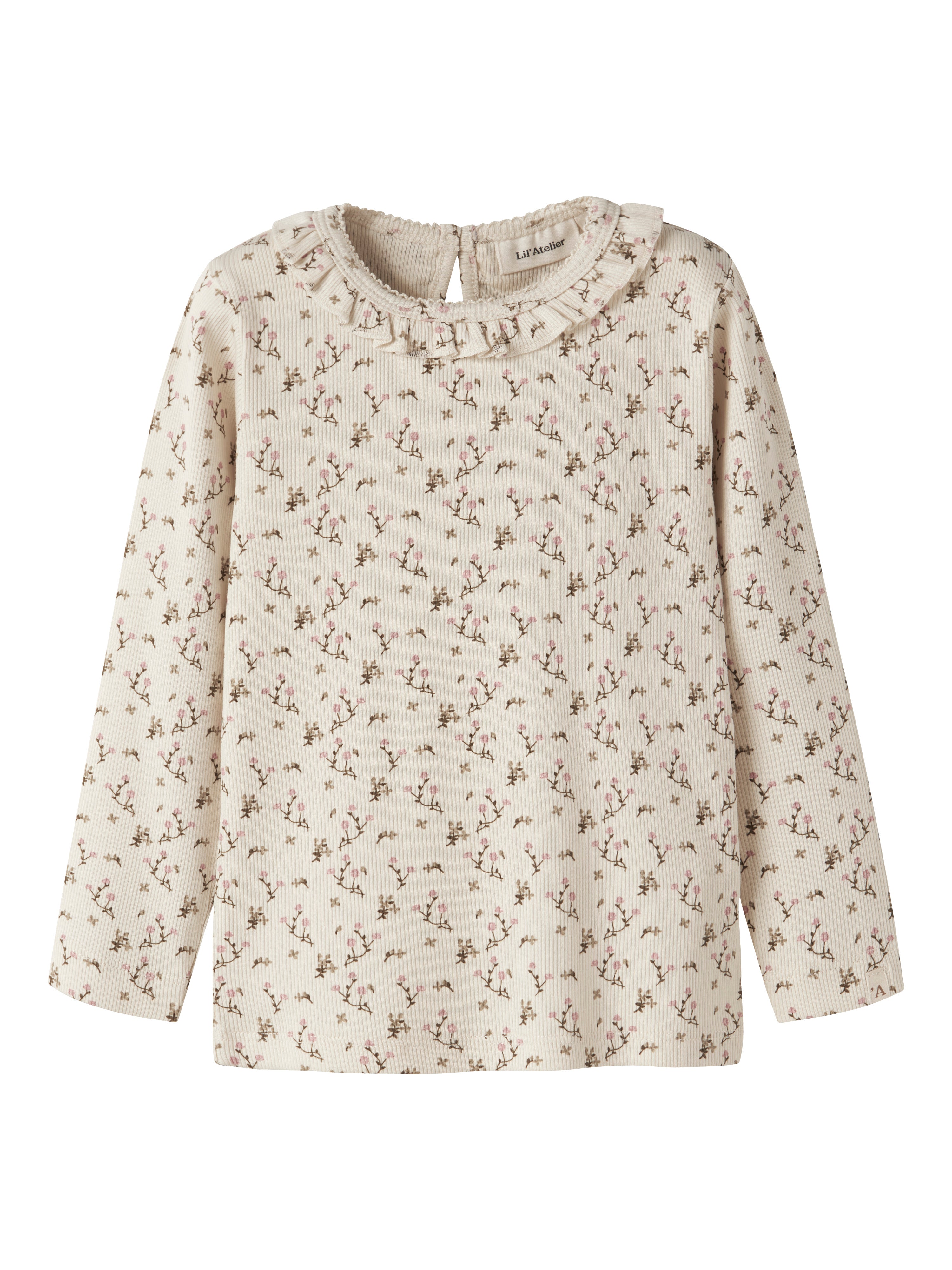 Lil Atelier Lago - Mai Ls Slim Top - Turtledove Rose Flower - Cm