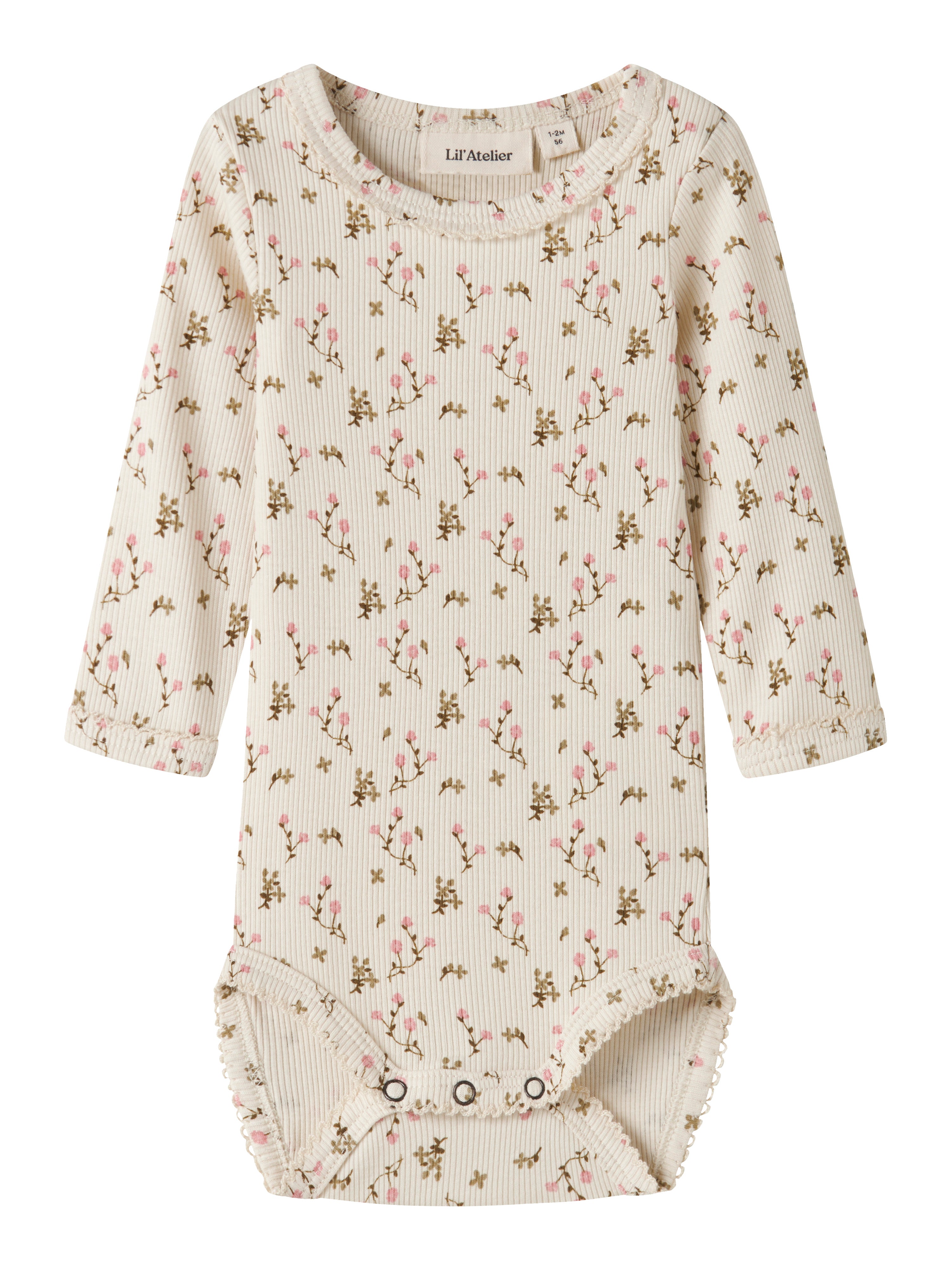 Lil Atelier Lago - Mau Ls Slim Body - Turtledove Rose Flower -   Cm