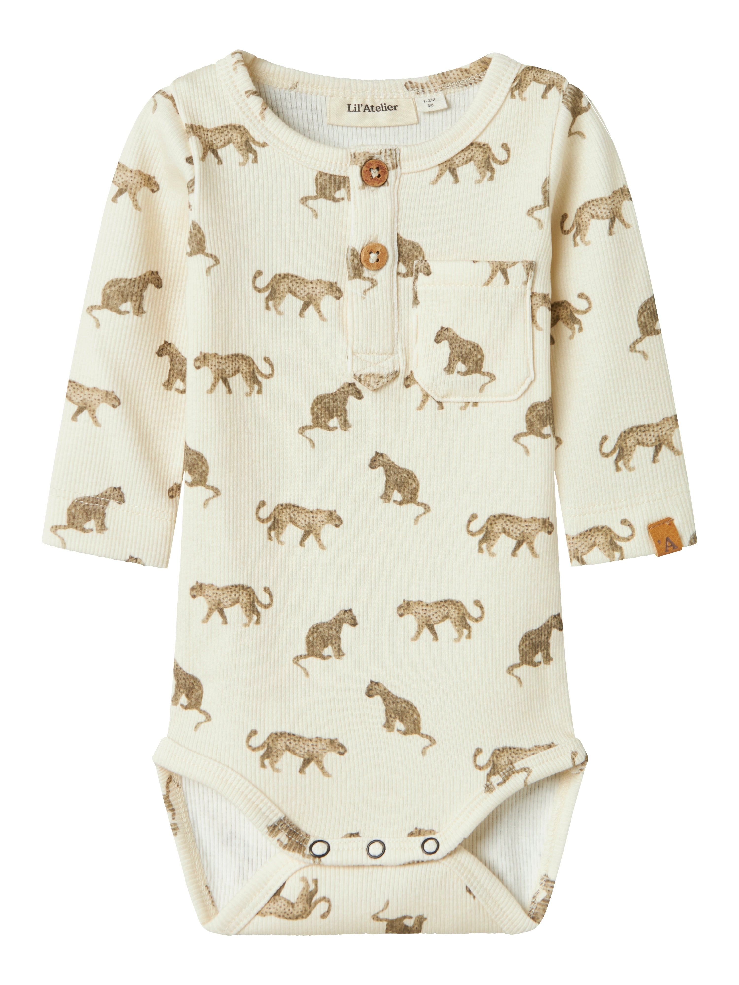 Lil Atelier Lavo Eno Body - Turtledove med Geparder