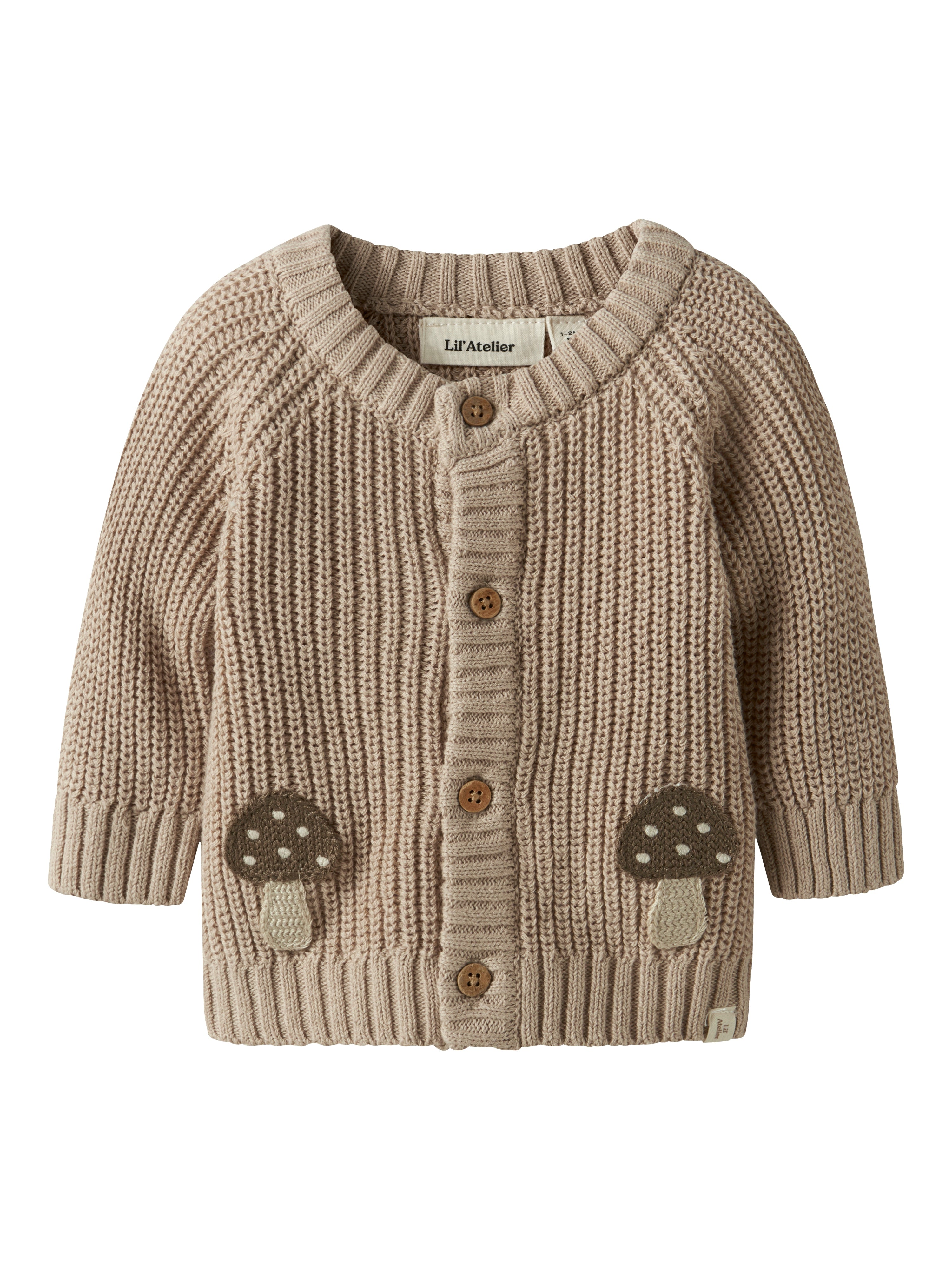 Lil Atelier Emlen Lak Strik Cardigan - Oxford Tan - Udsalg!
