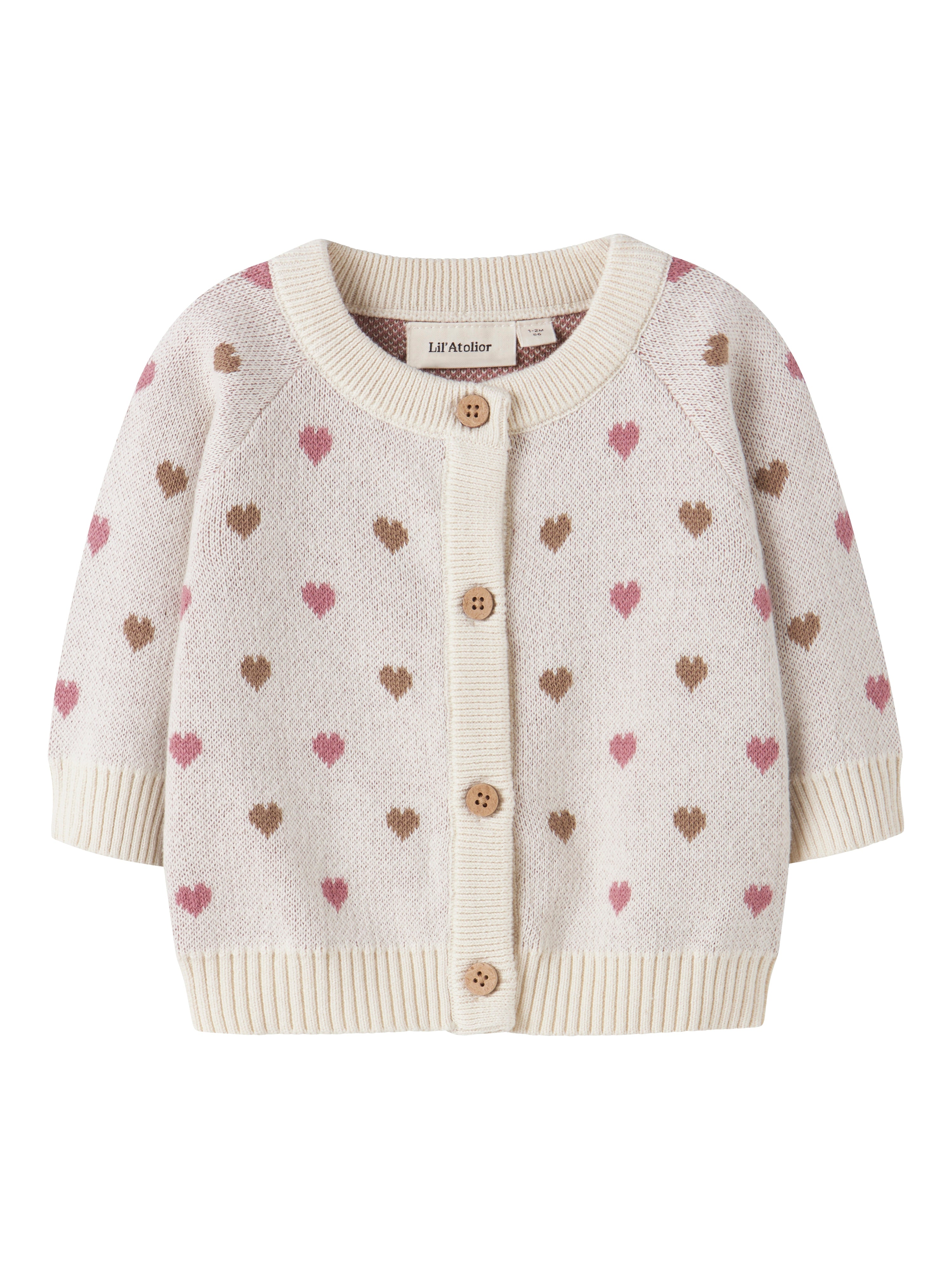 Lil Atelier Saran Cardigan med Hjerter - Turtledove Tilbud!