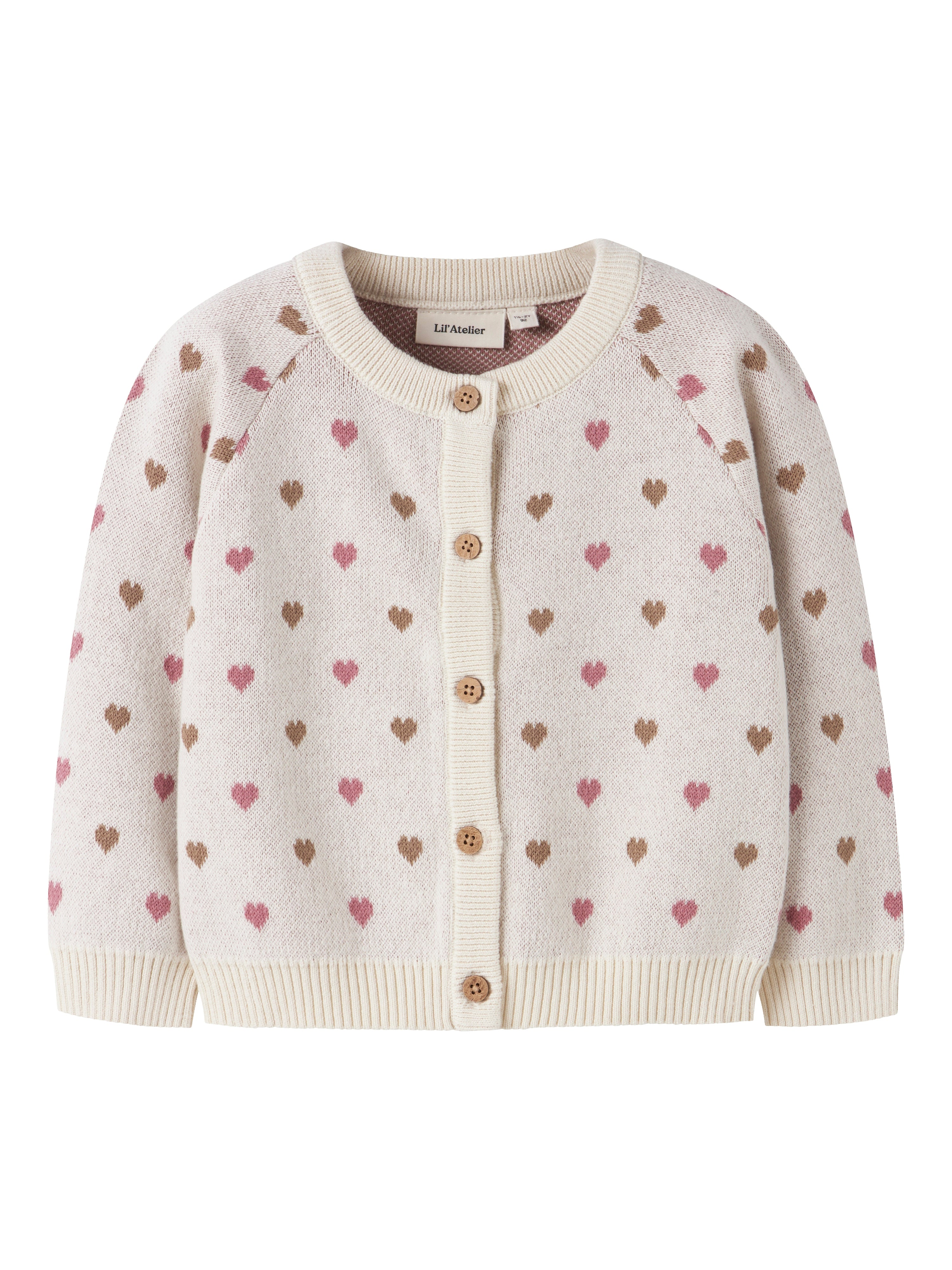 Lil Atelier Saran Cardigan med Hjerter – Turtledove tilbud!