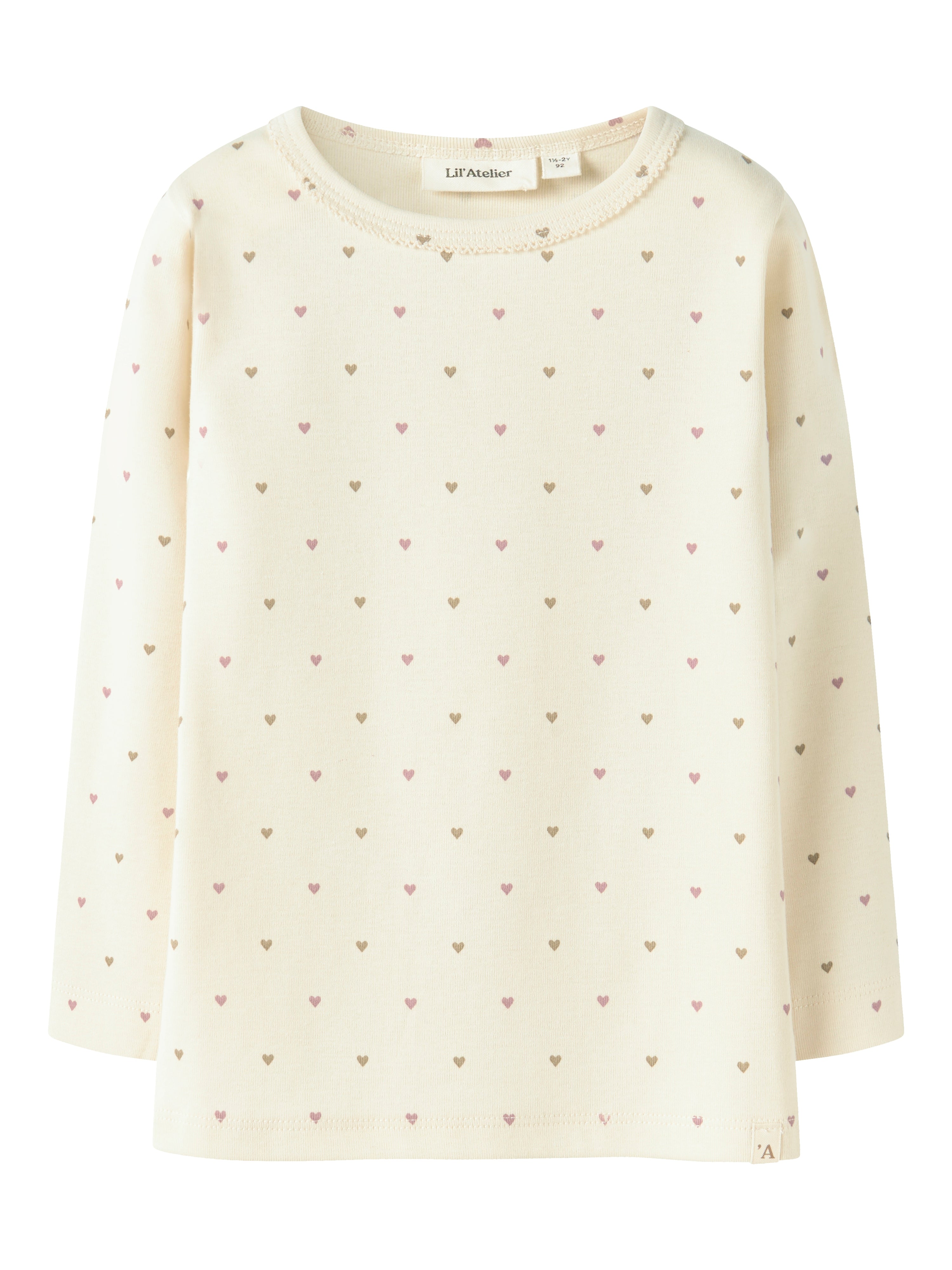 Lil Atelier Lalo Tig Ls Slim Top – Turtledove Heart Tilbud!