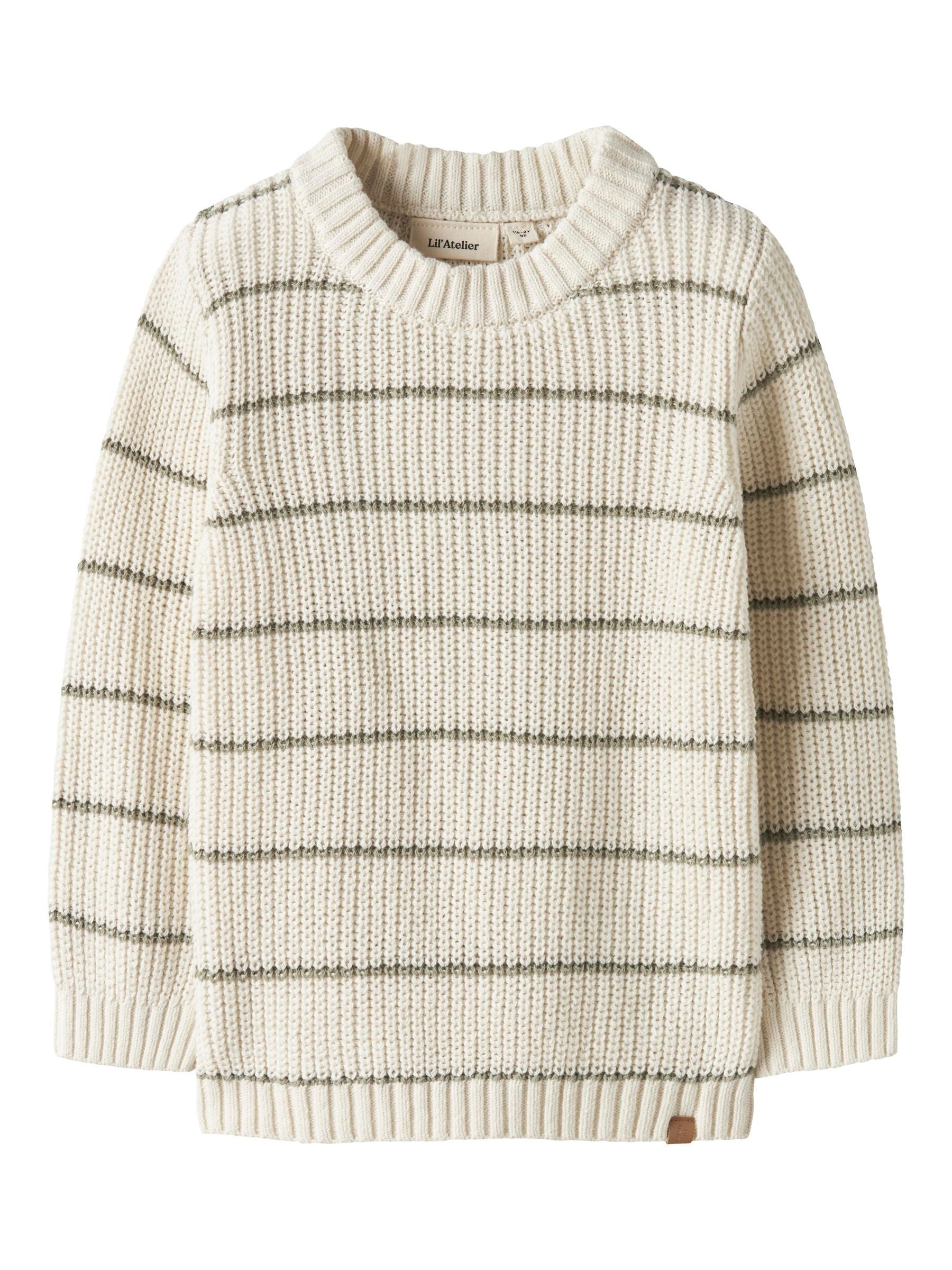 Lil Atelier Emlen Strikbluse med Grønne Striber - Black Friday!