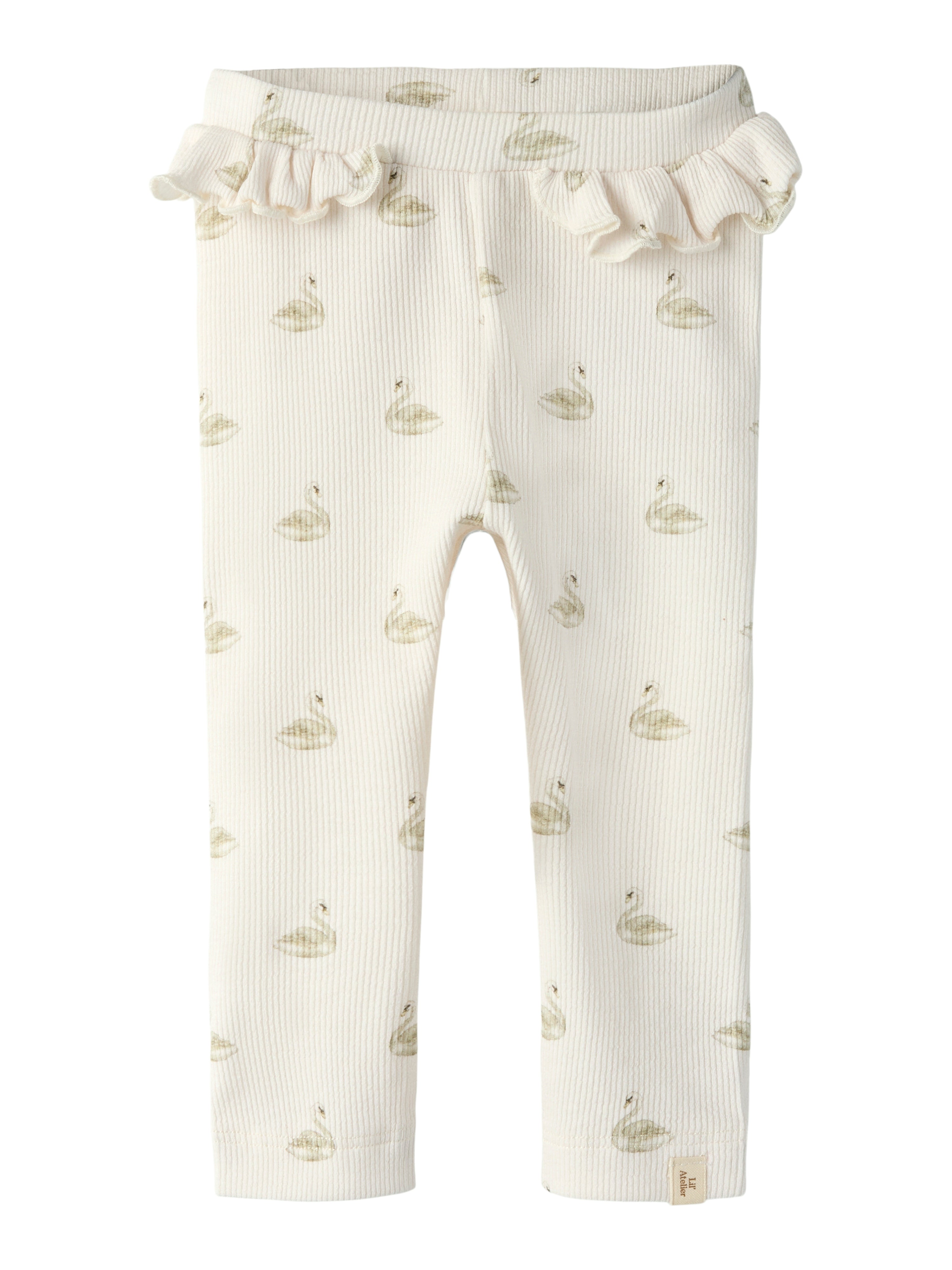 Lil Atelier Gavo Efi Leggings med Svaner - Pastel Parchment