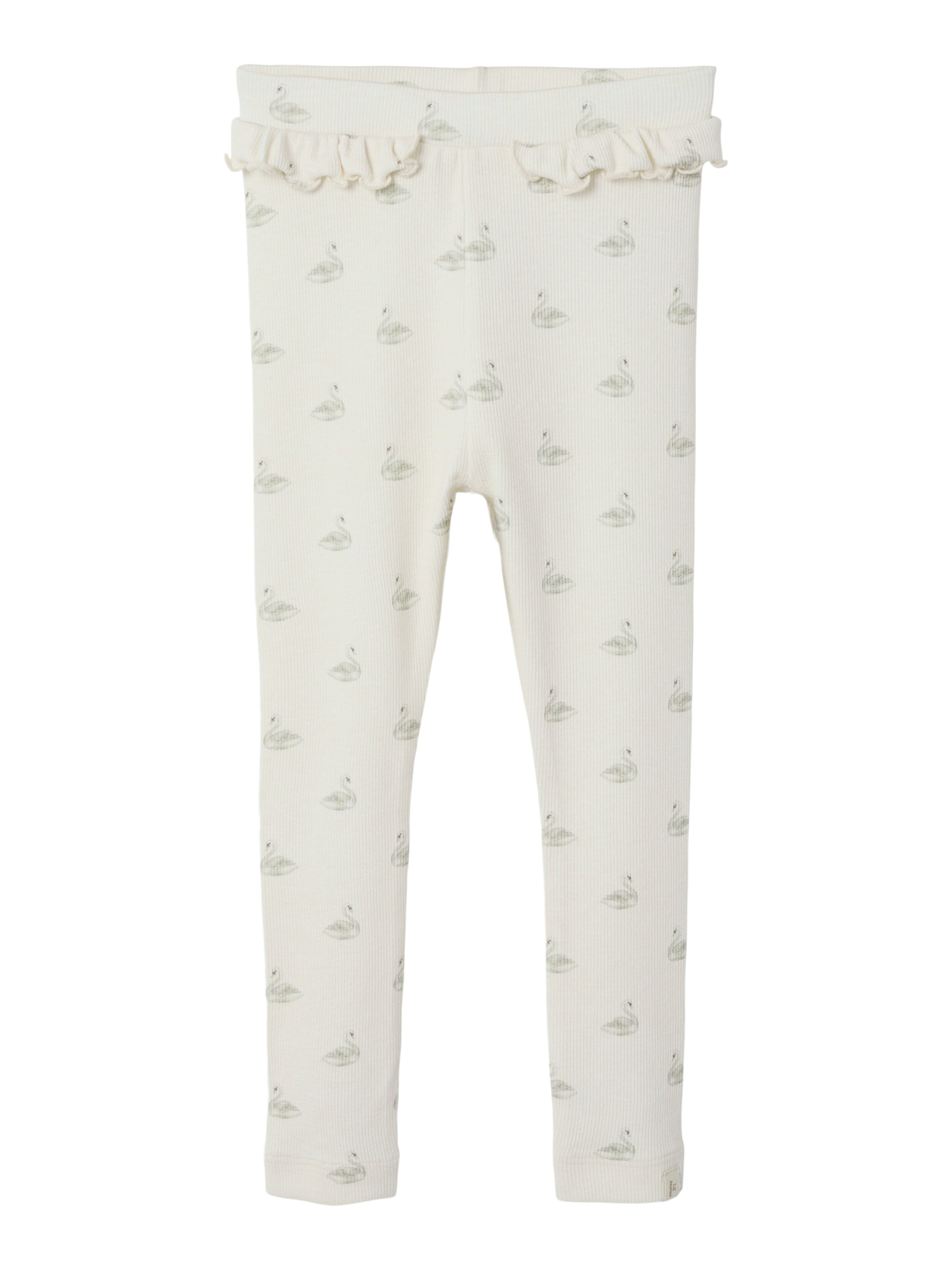 Lil Atelier Gavo Efi Leggings med Svanemotiv - Pastel Parchment