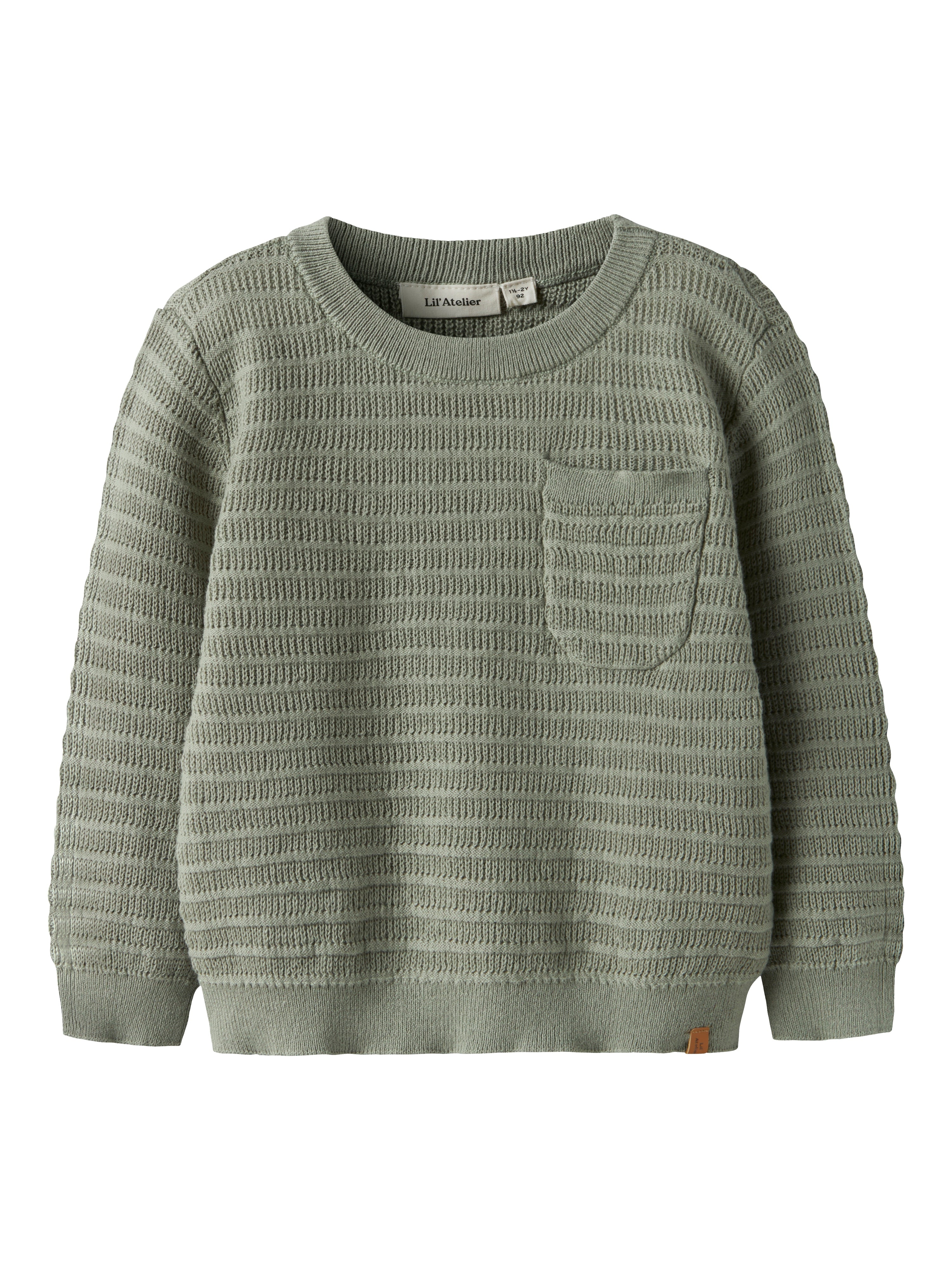 Lil Atelier Thunder Strikbluse – Seagrass – Udsalg!