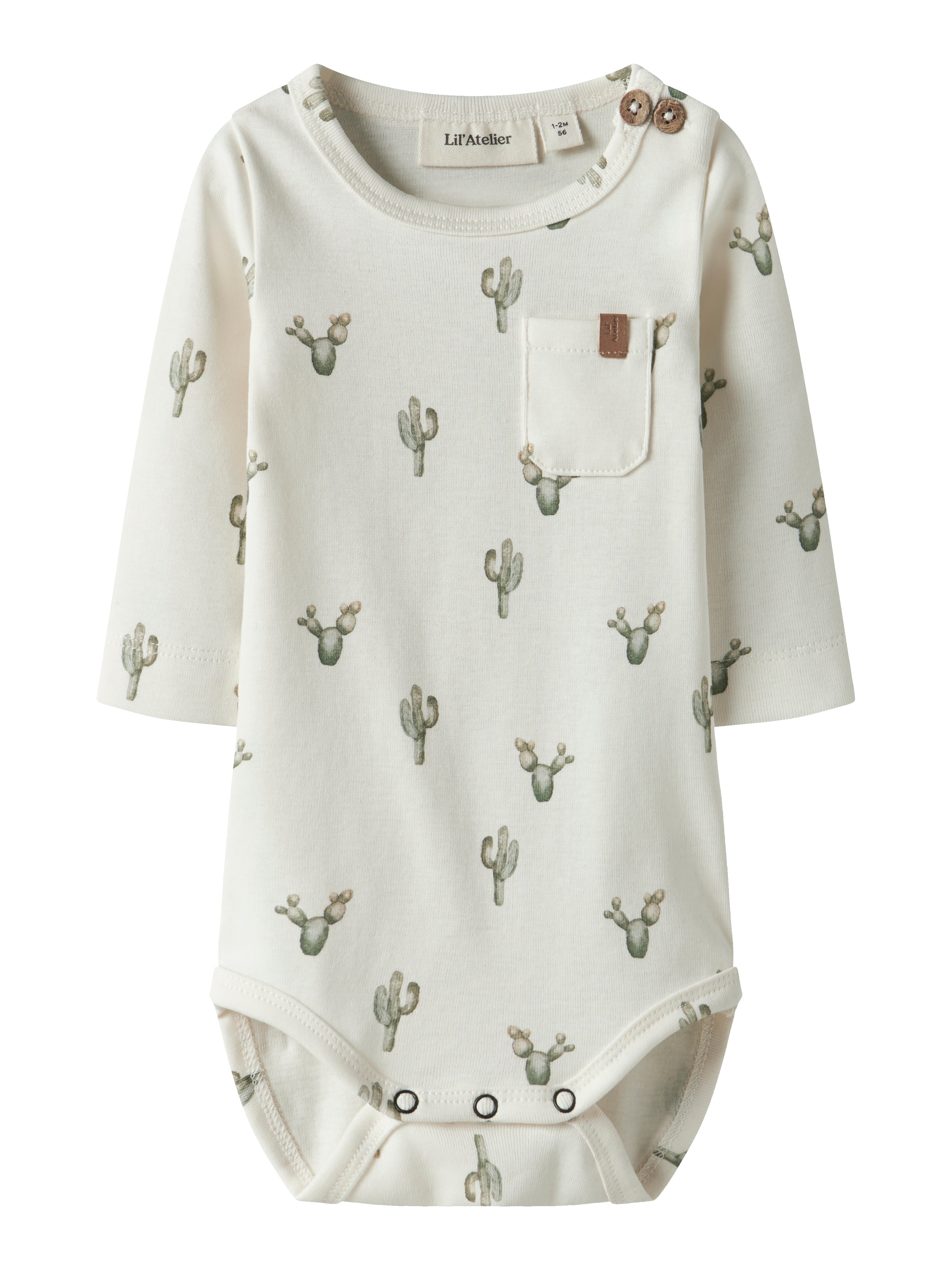 Lil Atelier Layo Sev Ls Slim Body - Coconut Milk Cactus -   Cm