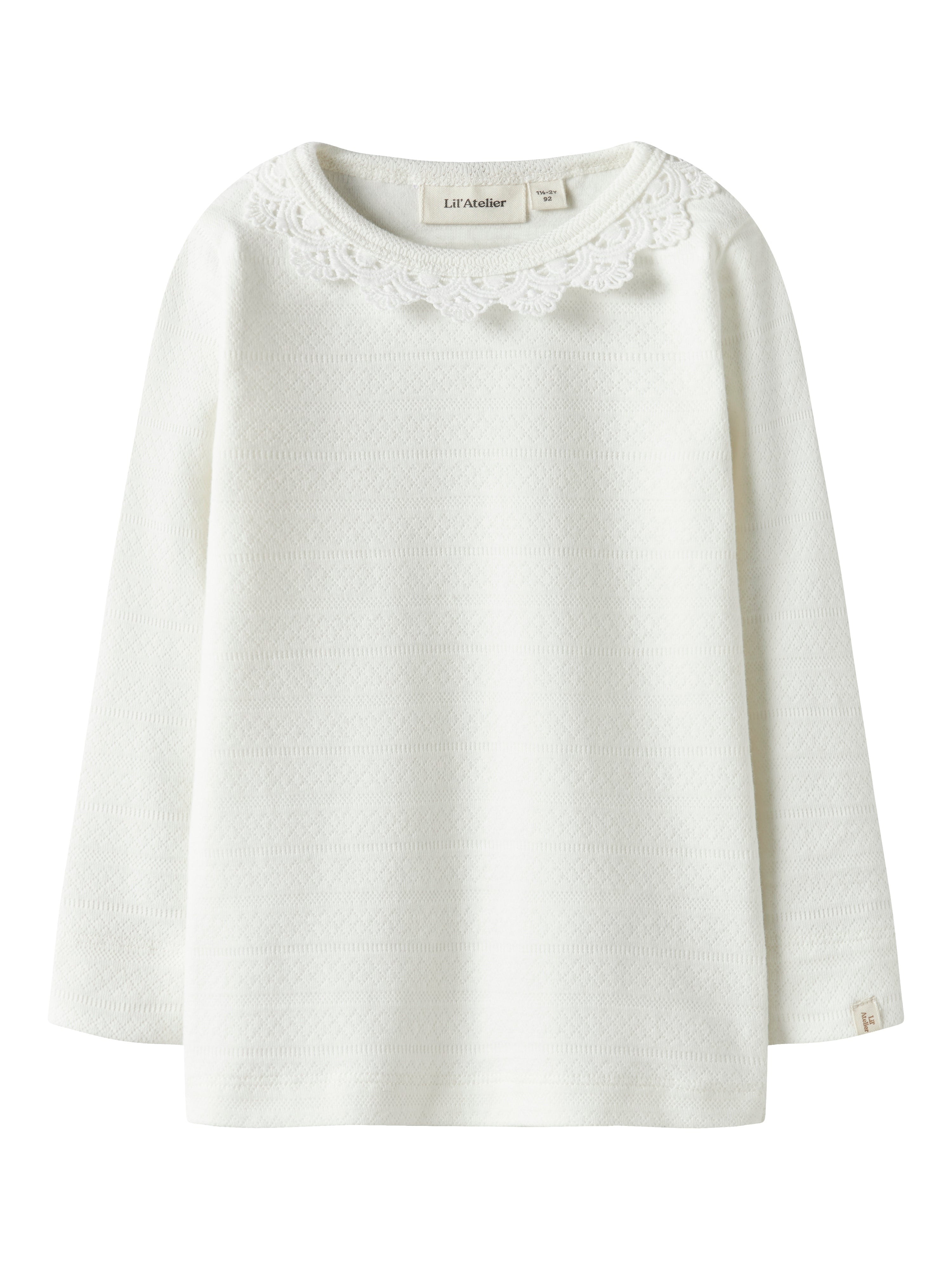 Lil Atelier Tapia Ls Slim Top - Kokosmælk - Bluse med Flæse
