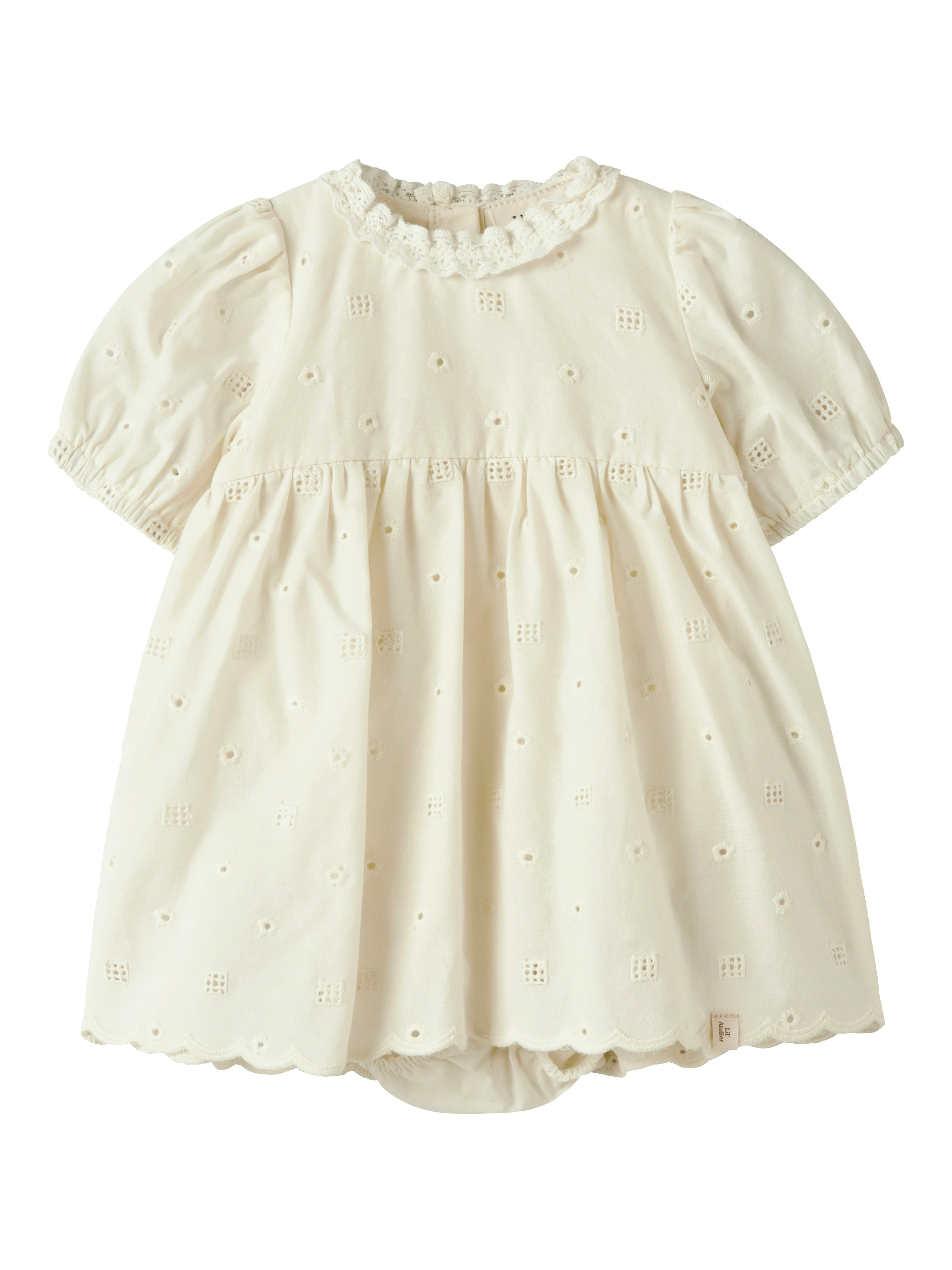 Lil Atelier Flores Ss Body Dress - Coconut Milk -   Cm