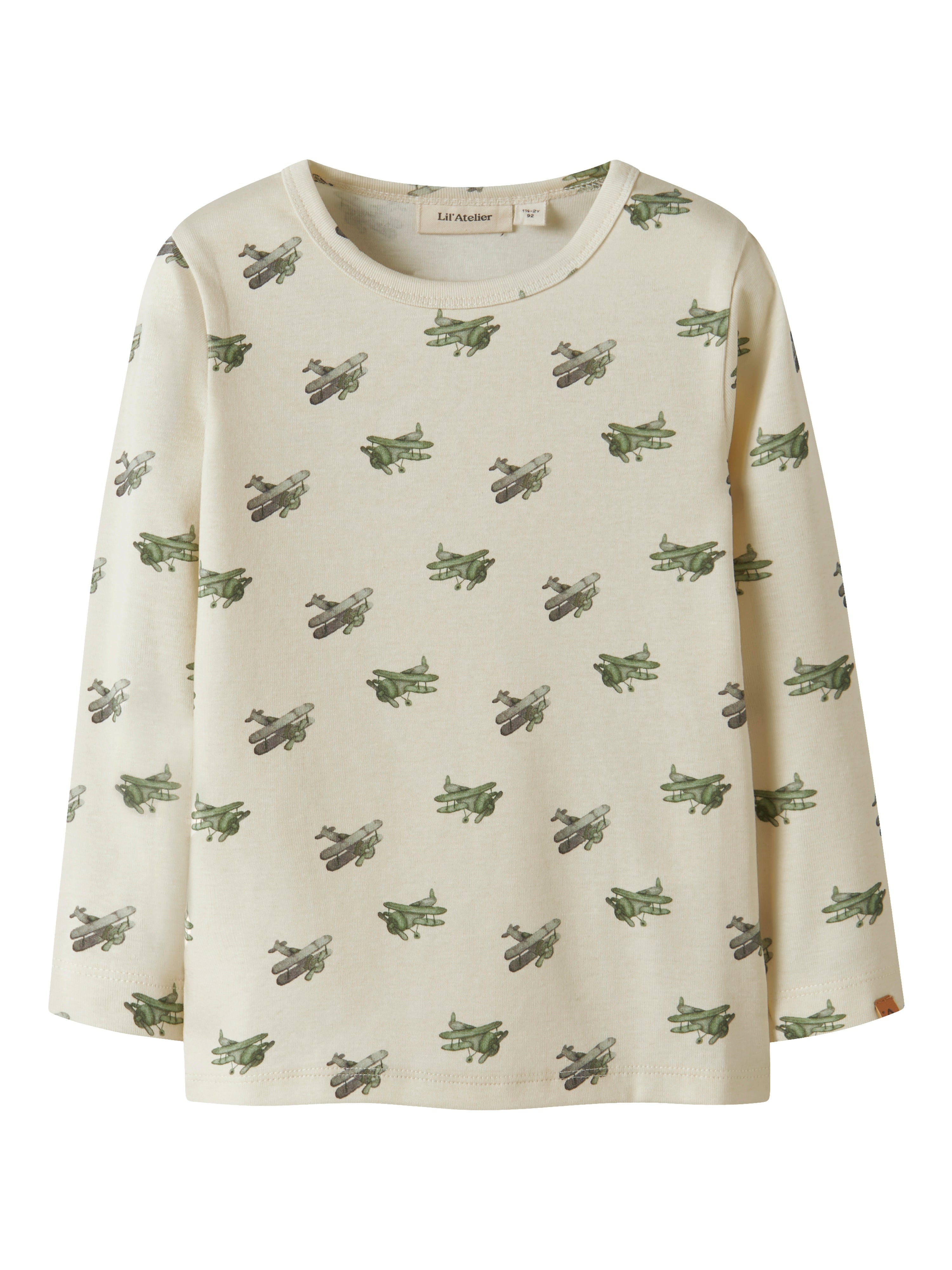 Lil Atelier Layo Geu Ls Slim Top - Coconut Milk Airplane -   Cm