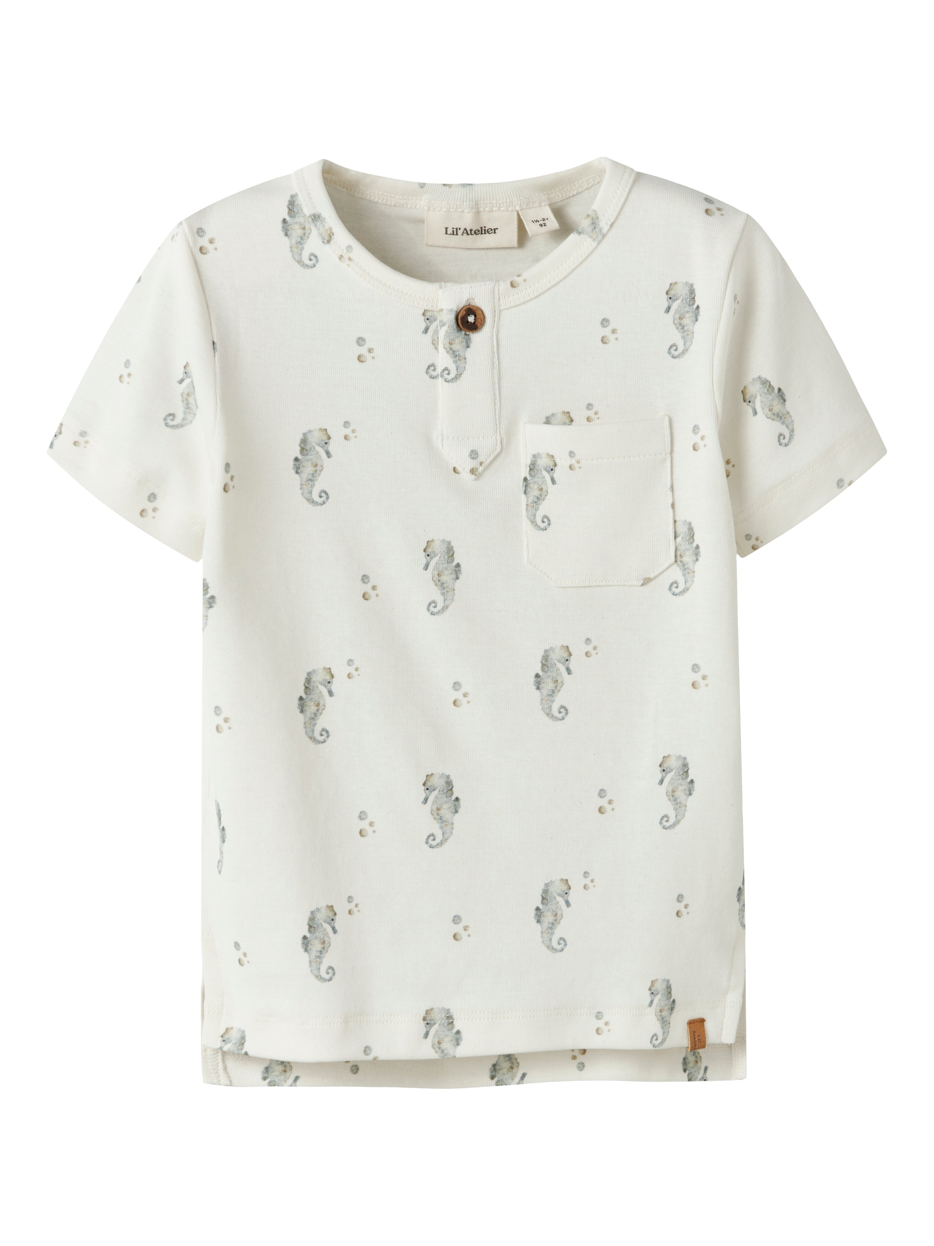 Lil Atelier Gayo Sik Ss Slim Top - Coconut Milk Seahorse -   Cm