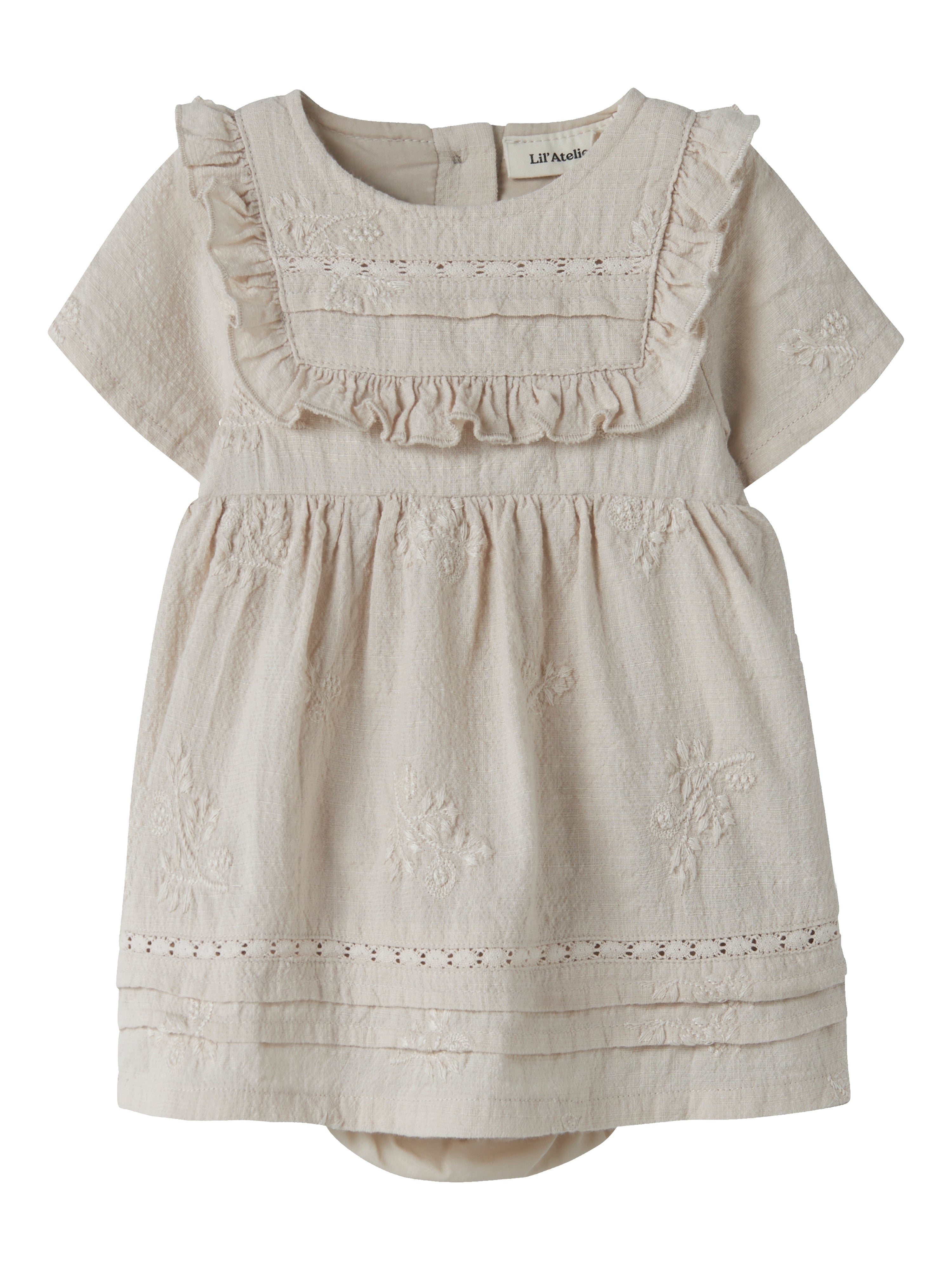 Lil Atelier Feronia Ss Loose Body Dress - Pumice Stone -   Cm