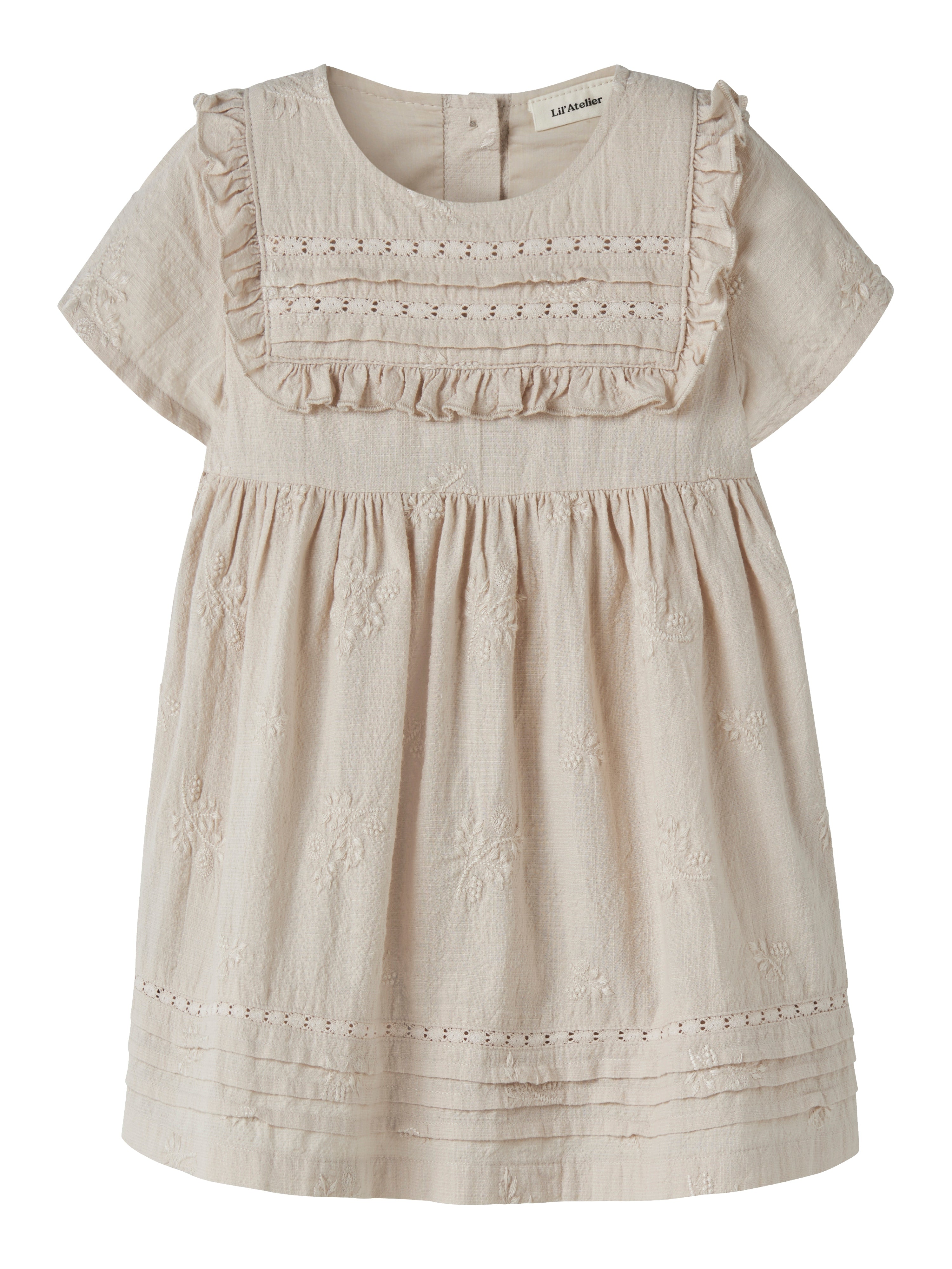 Lil Atelier Feronia Ss Loose Dress - Pumice Stone -   Cm