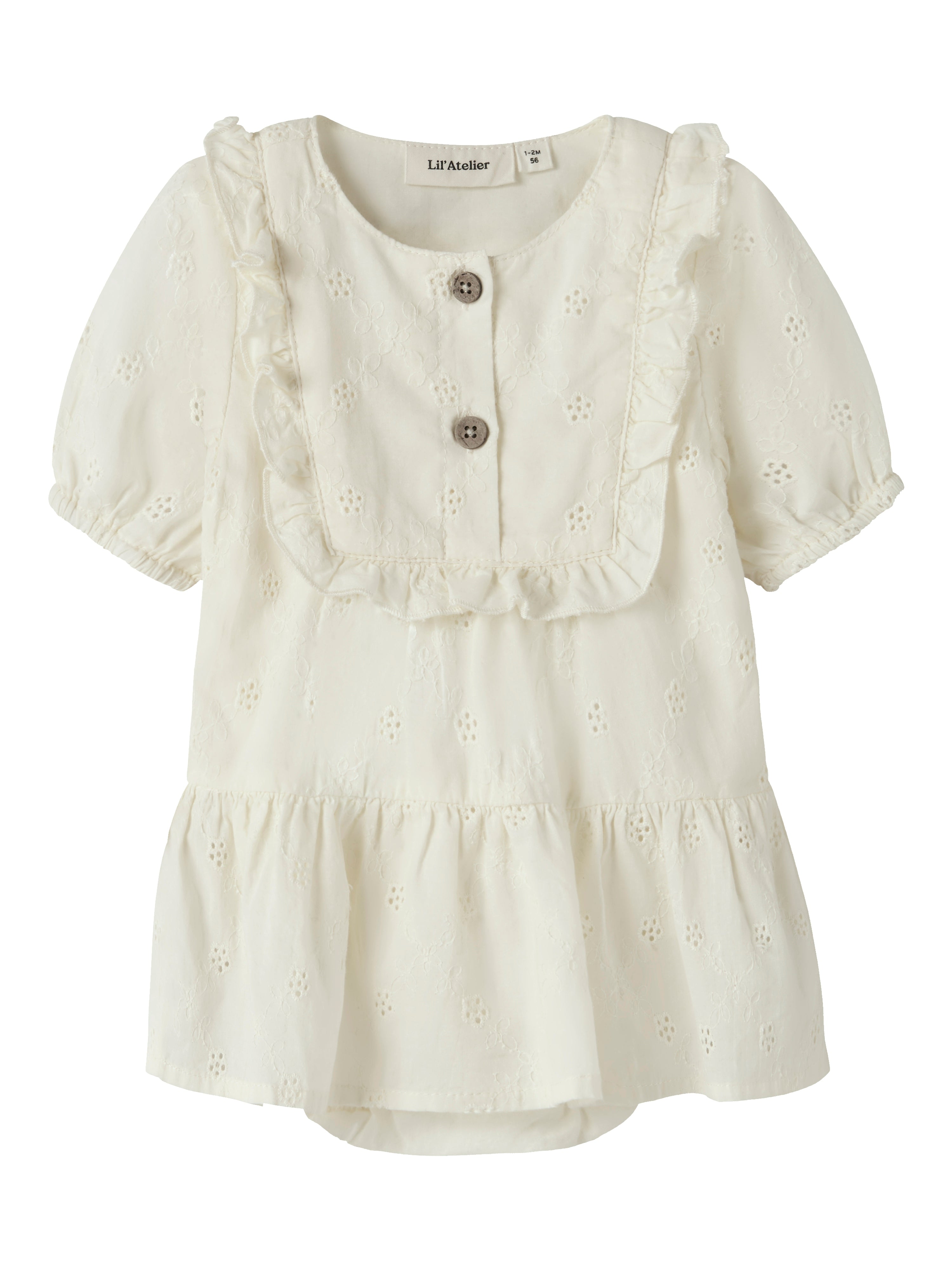 Lil Atelier Hosa Ss Loose Body Dress - Coconut Milk -   Cm