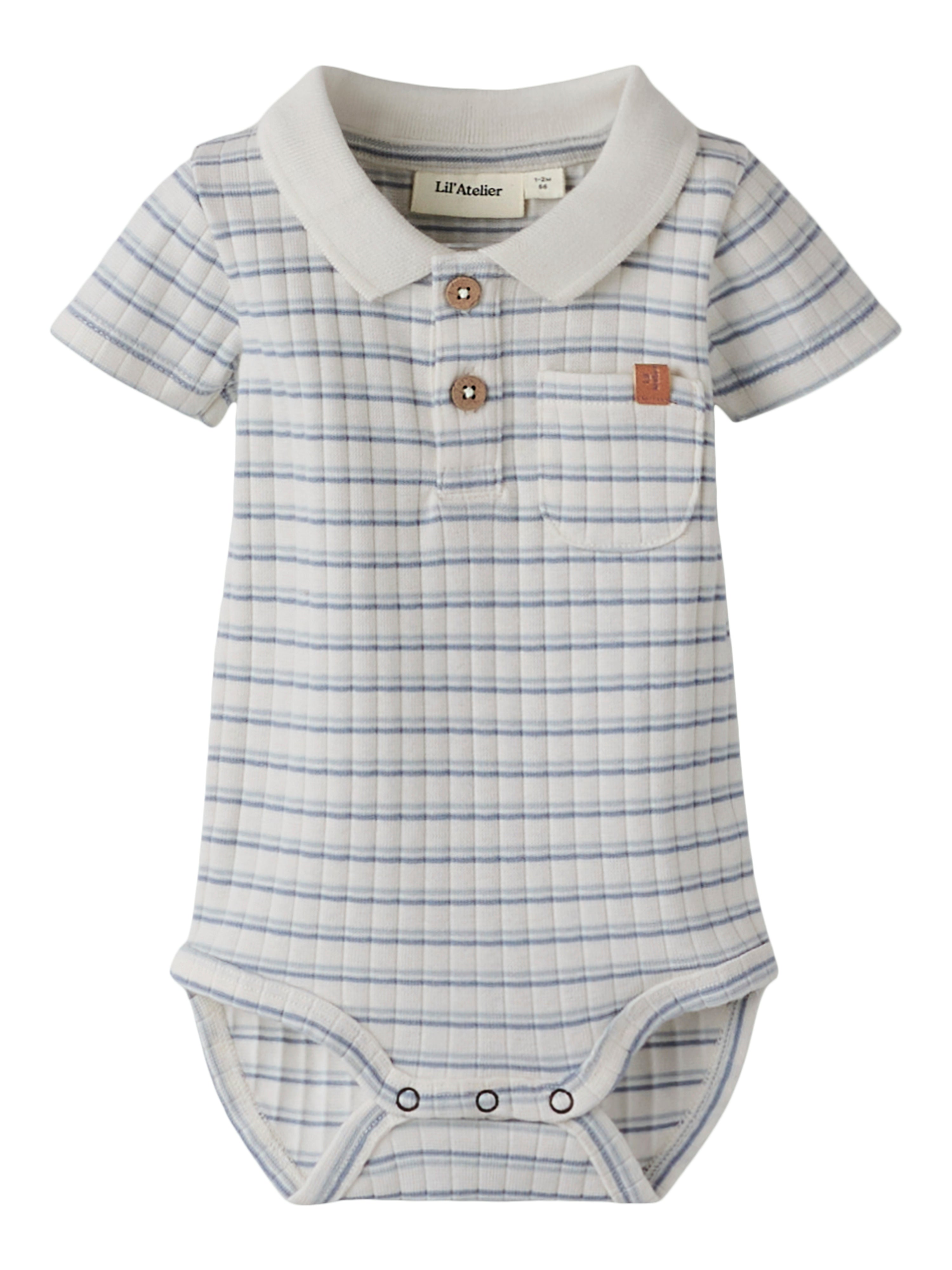 Lil Atelier Haldur Ss Slim Body - Coconut Milk Dusty Blue -   Cm
