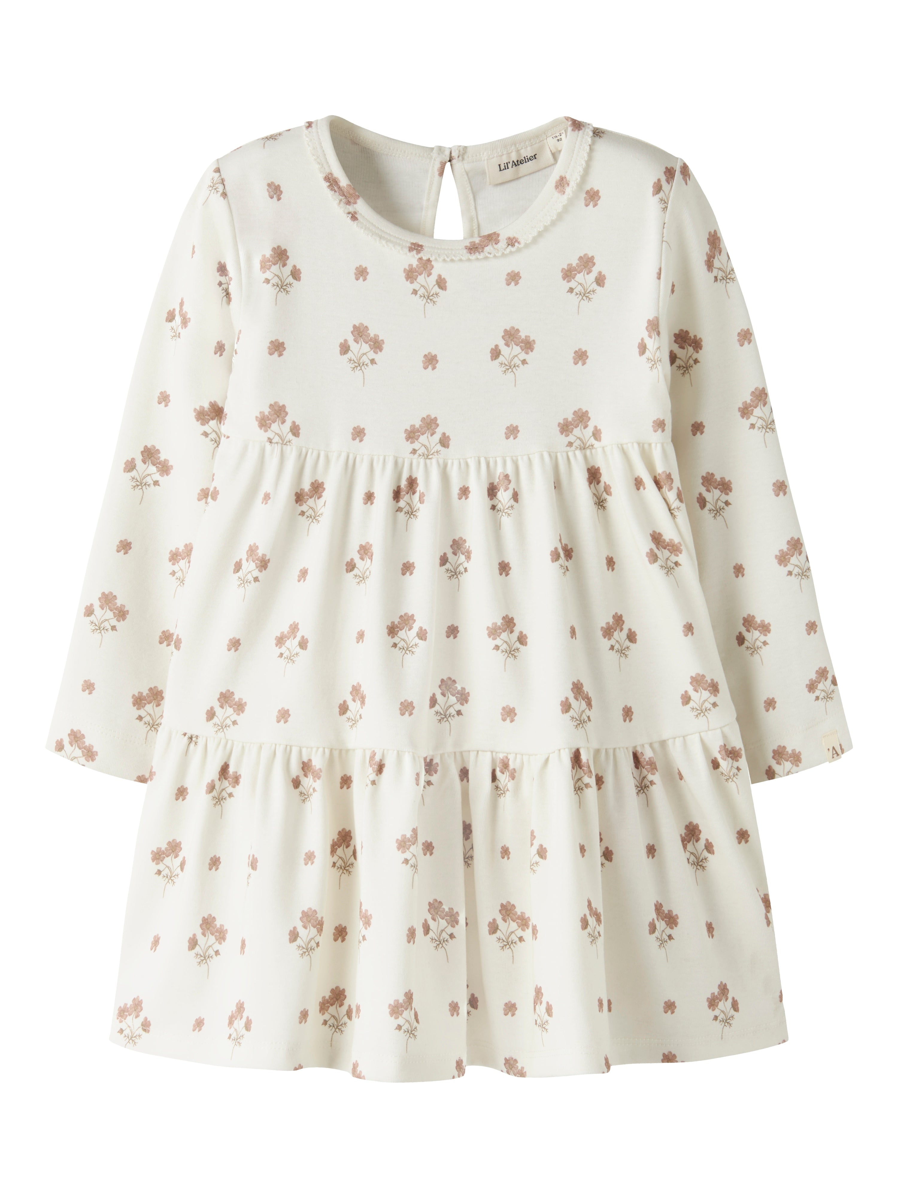 Lil Atelier Layo Sif Ls Dress - Coconut Milk Flower Pink -   Cm