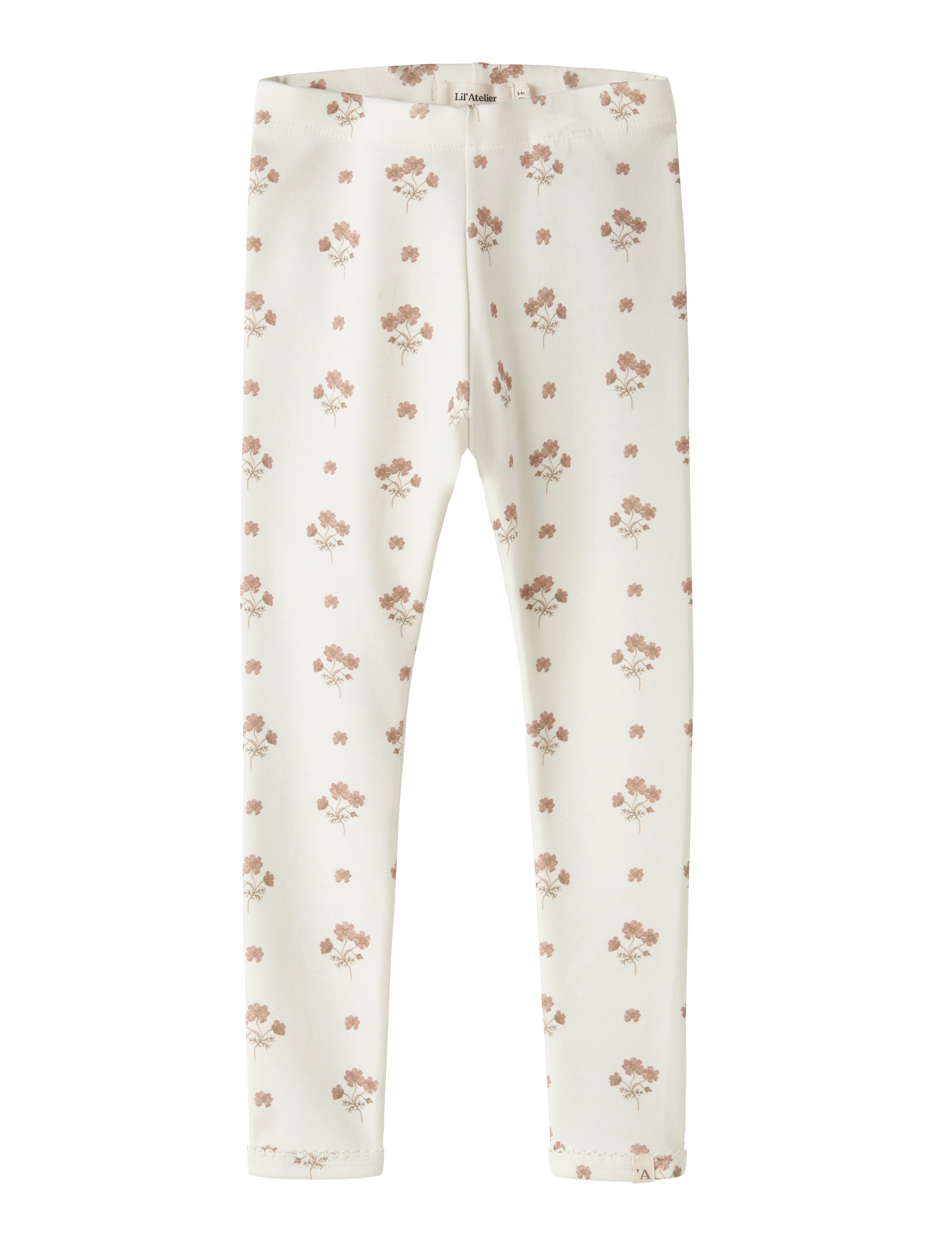 Lil Atelier Layo Sin Slim Leggings - Coconut Milk Flower Pink -   Cm