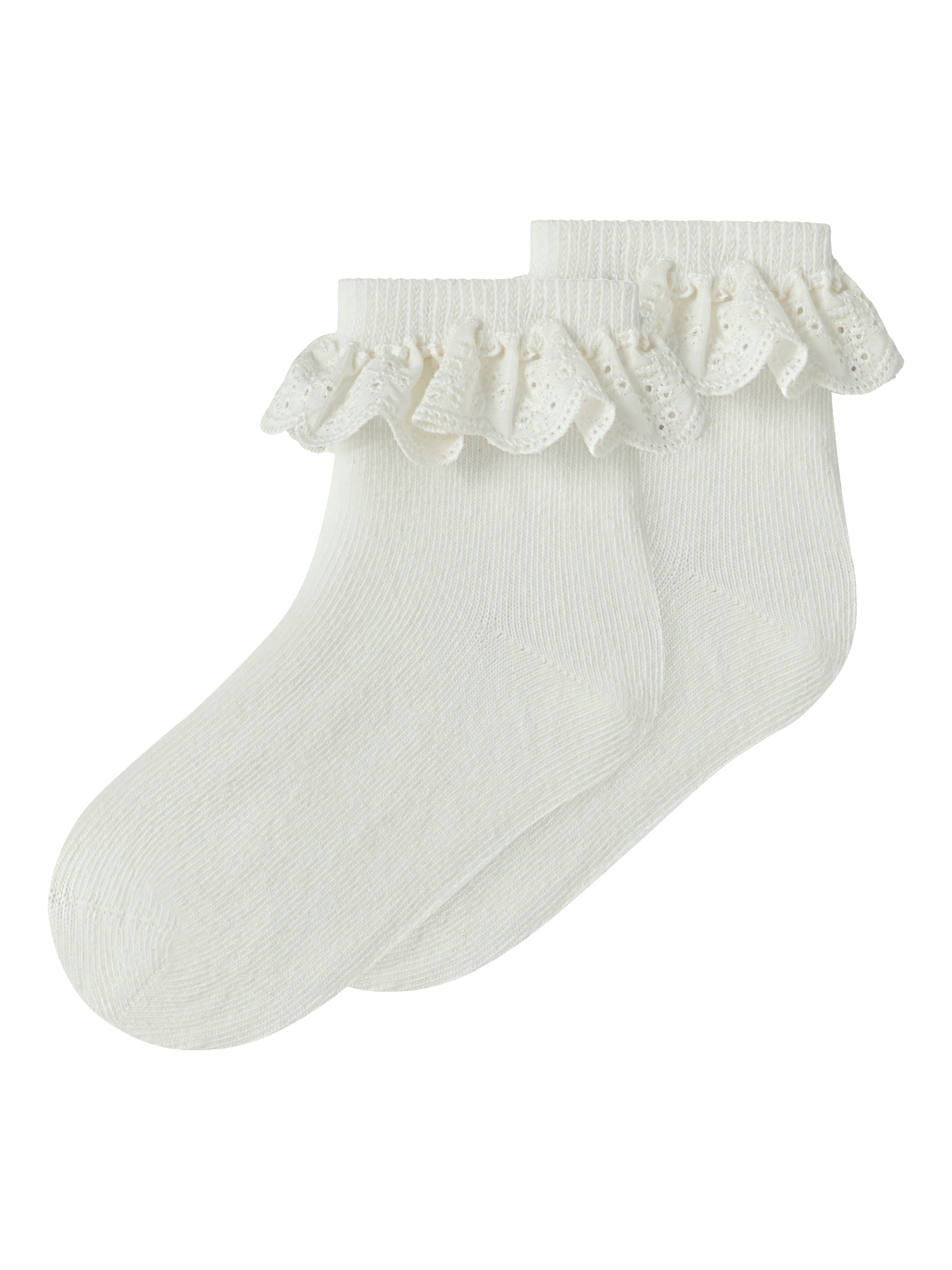 Lil Atelier Dertrud Ankelstrømpe Med Blondekant   Pak - Coconut Milk -