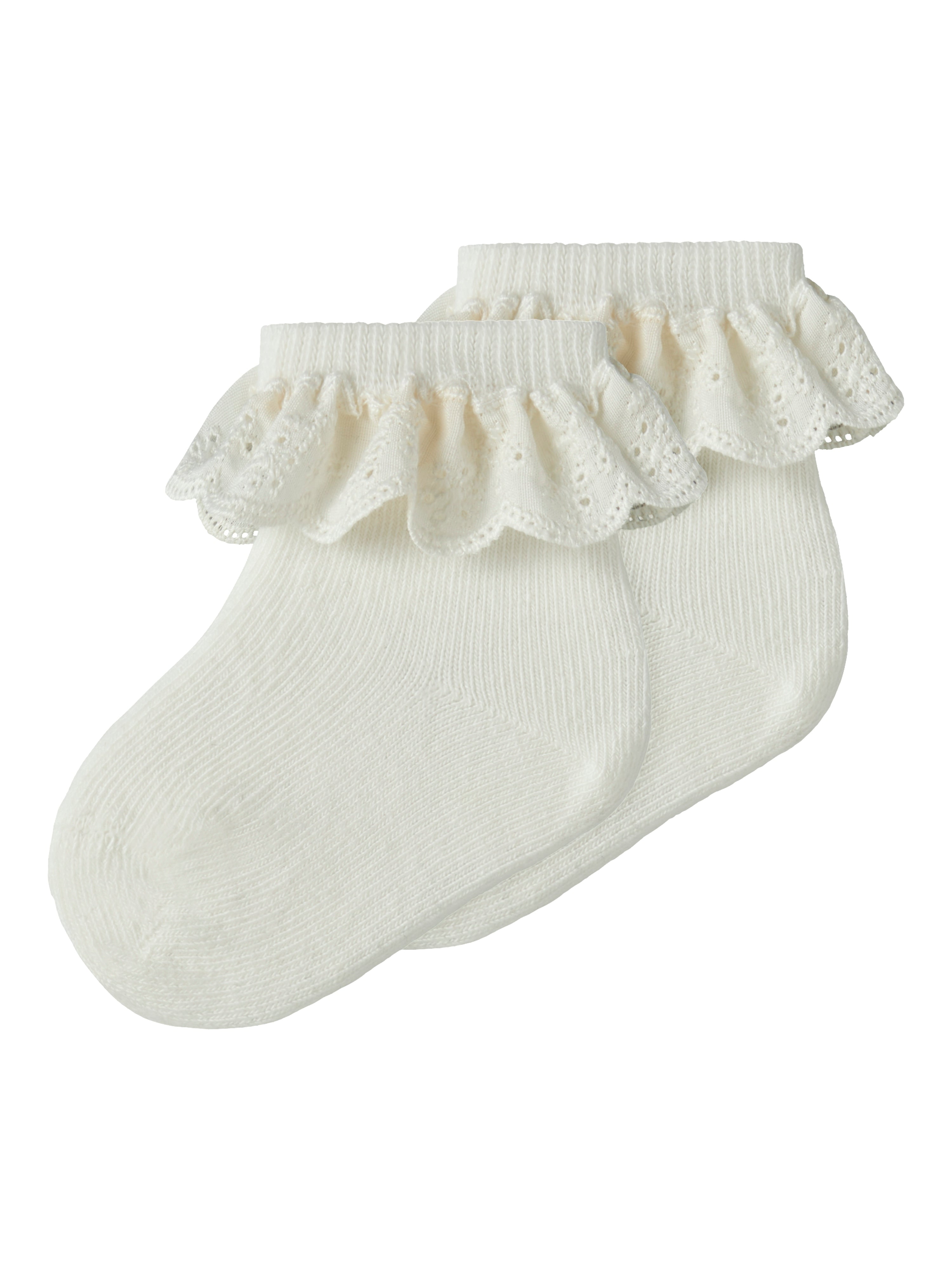 Lil Atelier Dertrud Ankelstrømpe Med Blondekant   Pak - Coconut Milk -