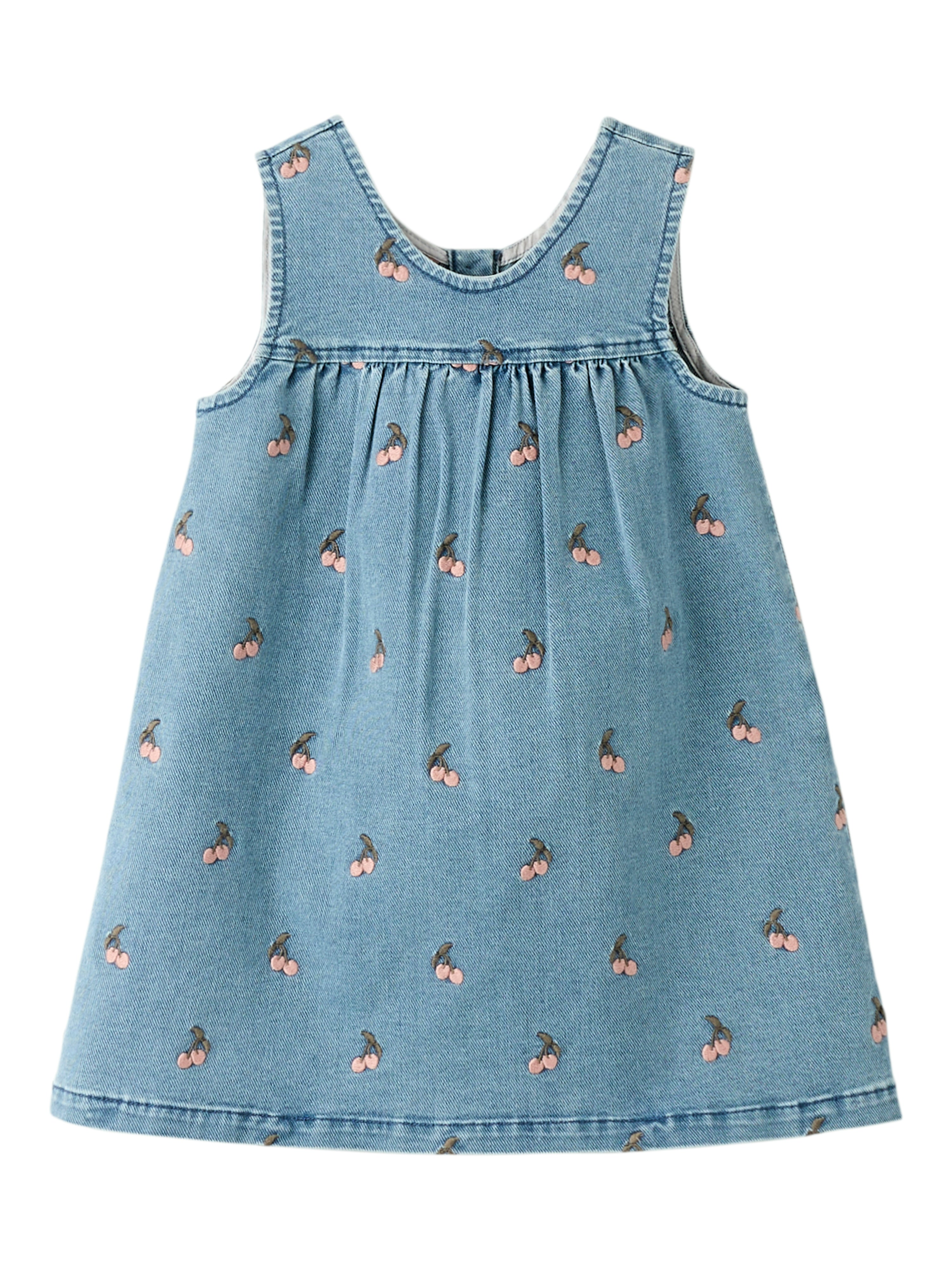 Lil Atelier Deva Loose Emb Spencer - Medium Blue Denim Cherry -   Cm