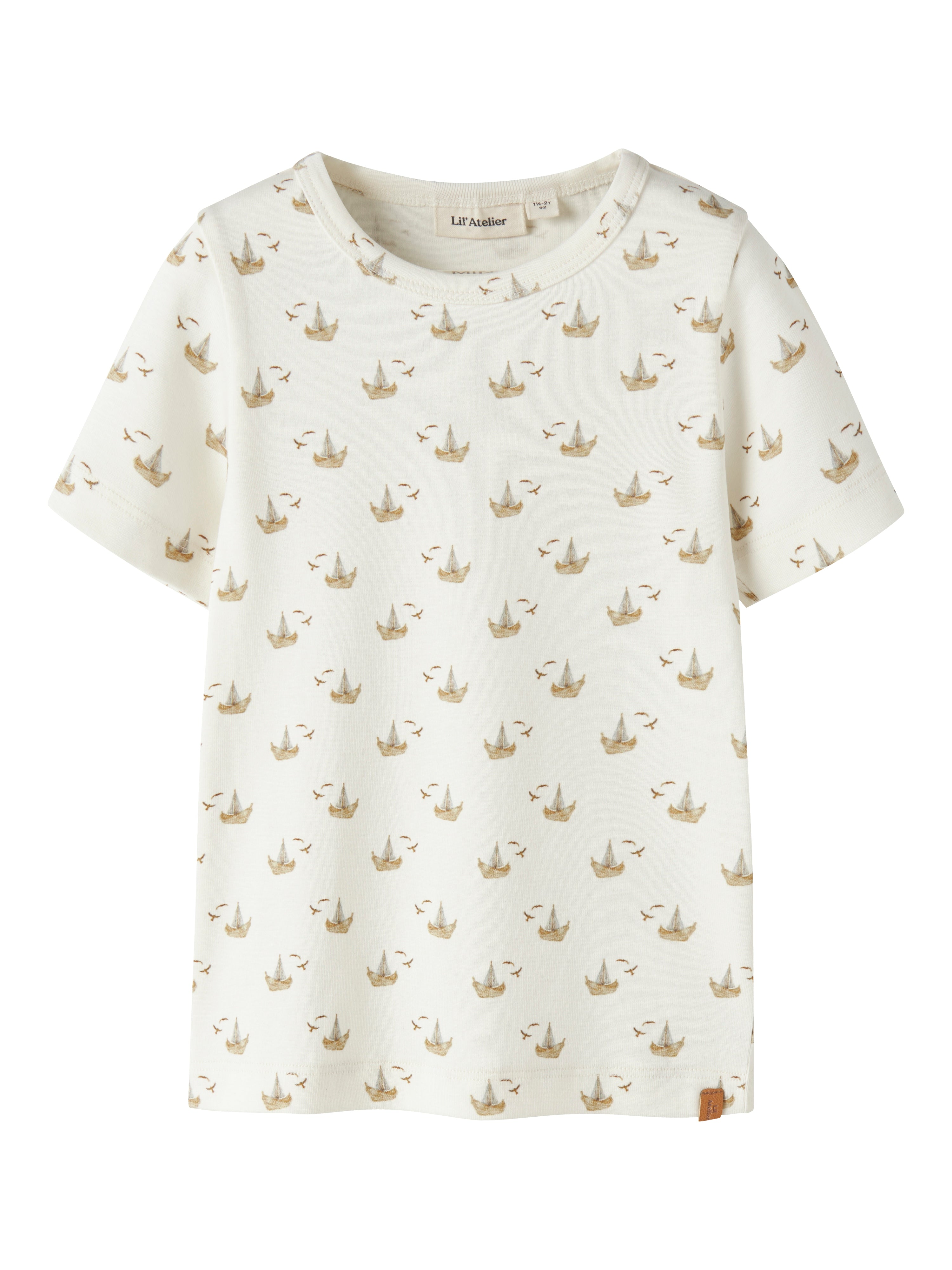 Lil Atelier Gayo - Sor Ss Slim Top - Coconut Milk Boat -   Cm