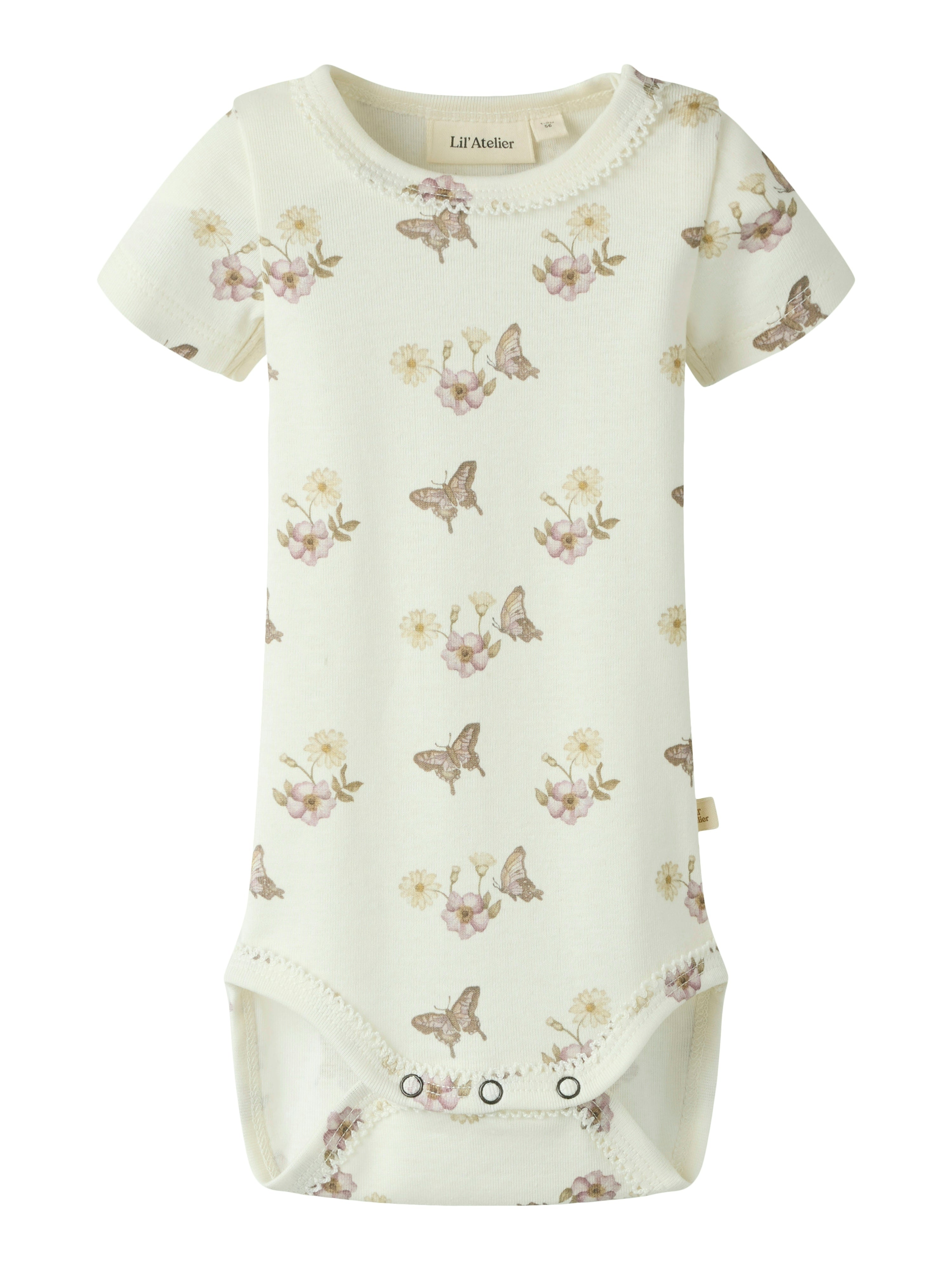Lil Atelier Layo Sna Ss Slim Body - Coconut Milk Flower -   Cm