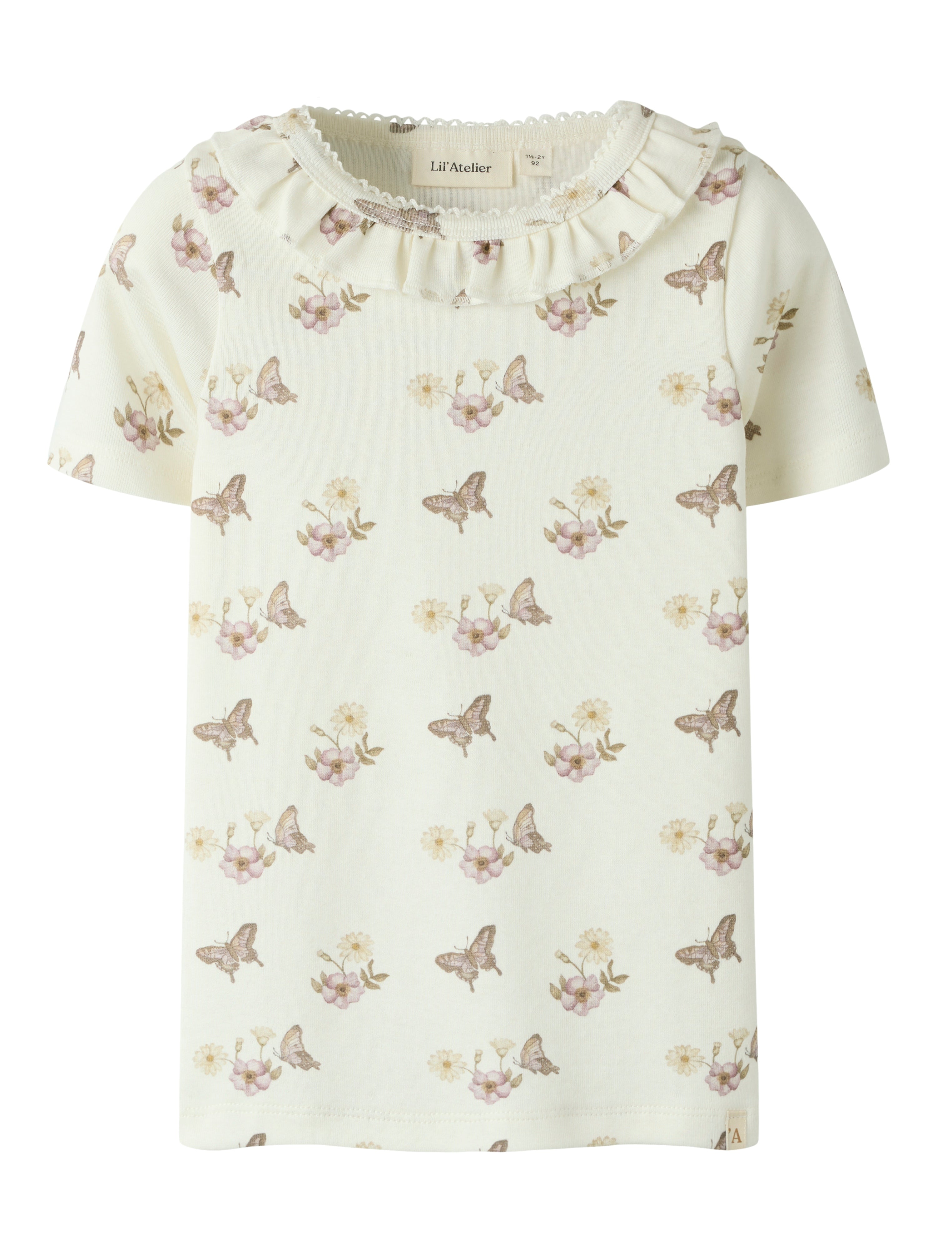 Lil Atelier Layo Sia Ss Slim Top - Coconut Milk Flower -   Cm