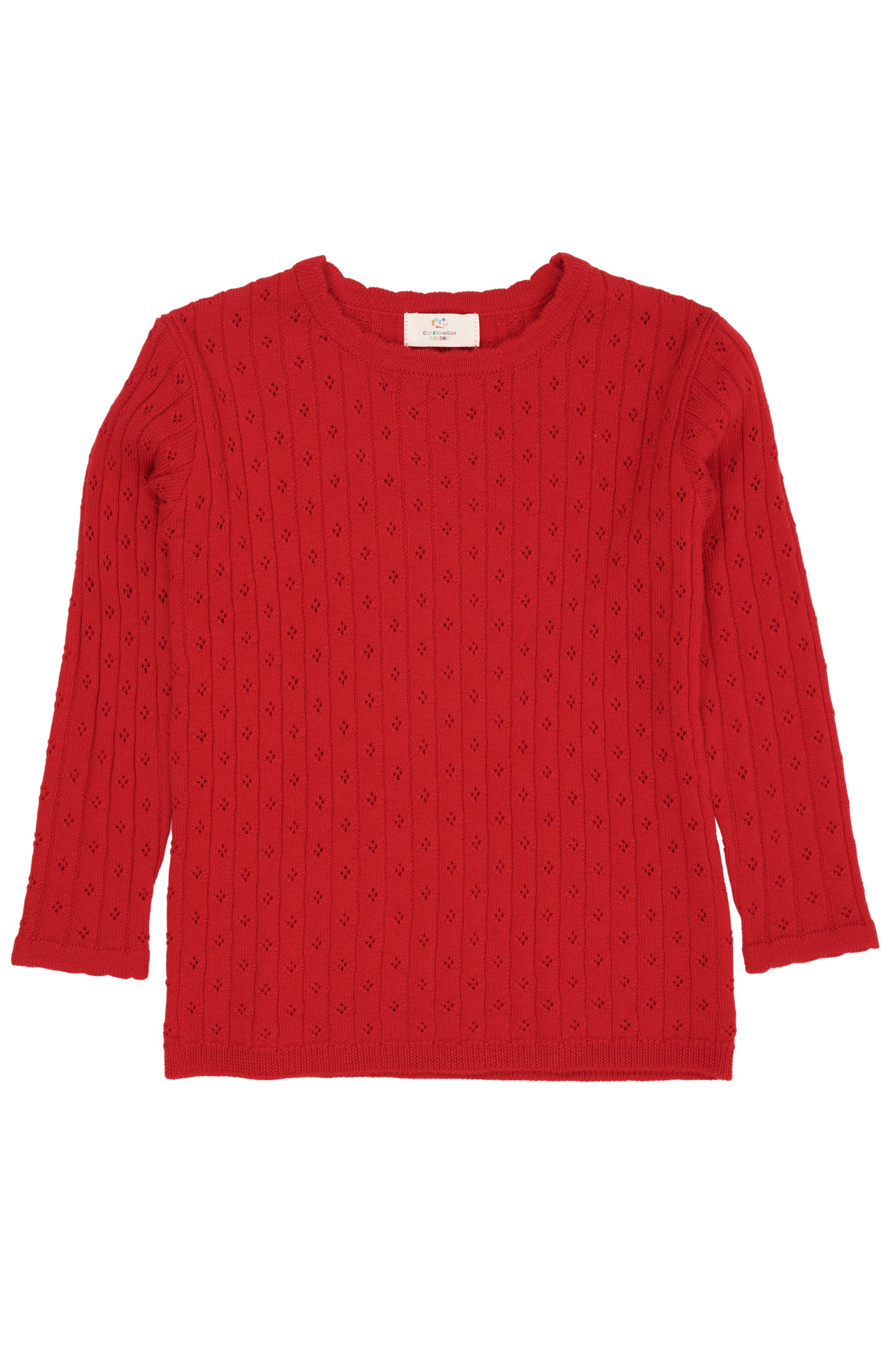 Copenhagen Colors Merino Pointelle Bluse – Rød Udsalg!