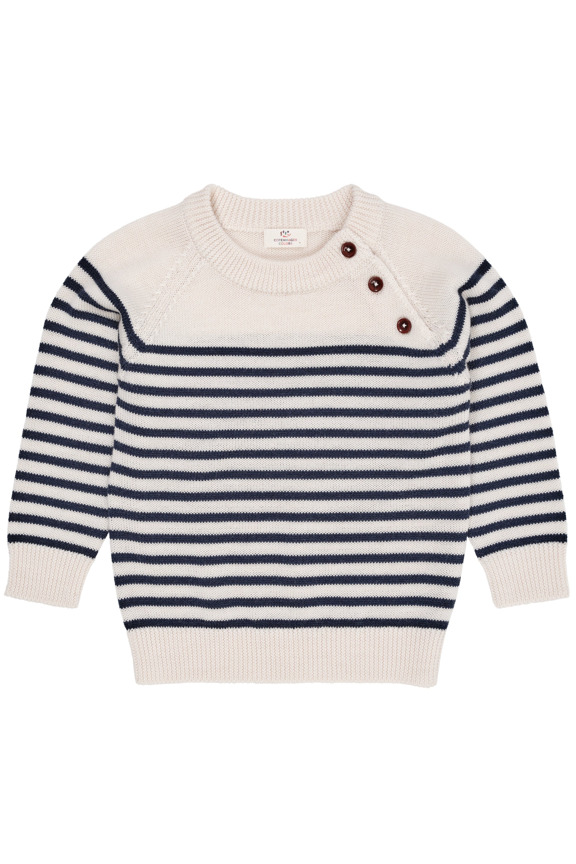 Copenhagen Colors Merino Stribet Pullover - Creme Navy