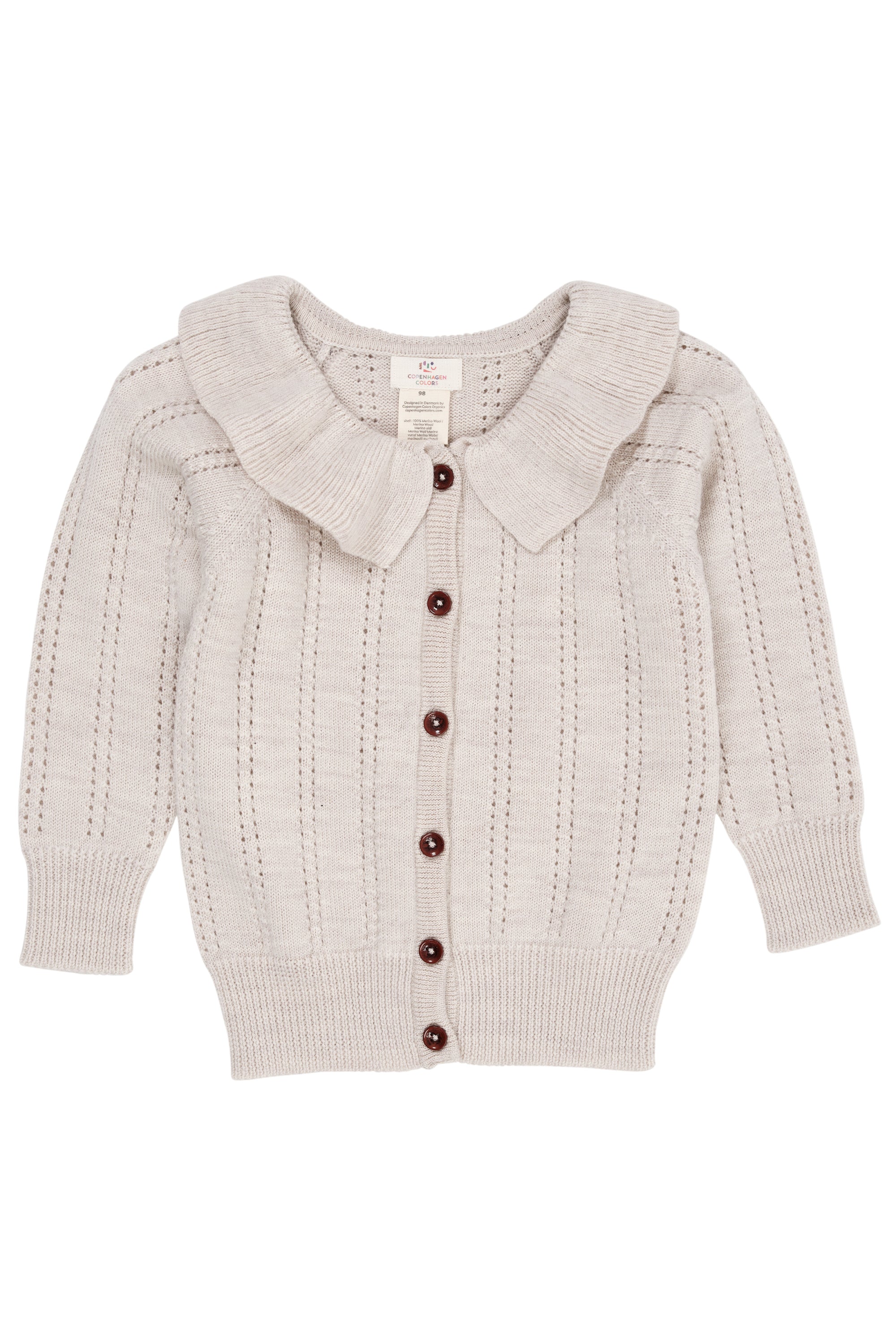 Copenhagen Colors Strik Cardigan – Lys Creme Melange Tilbud