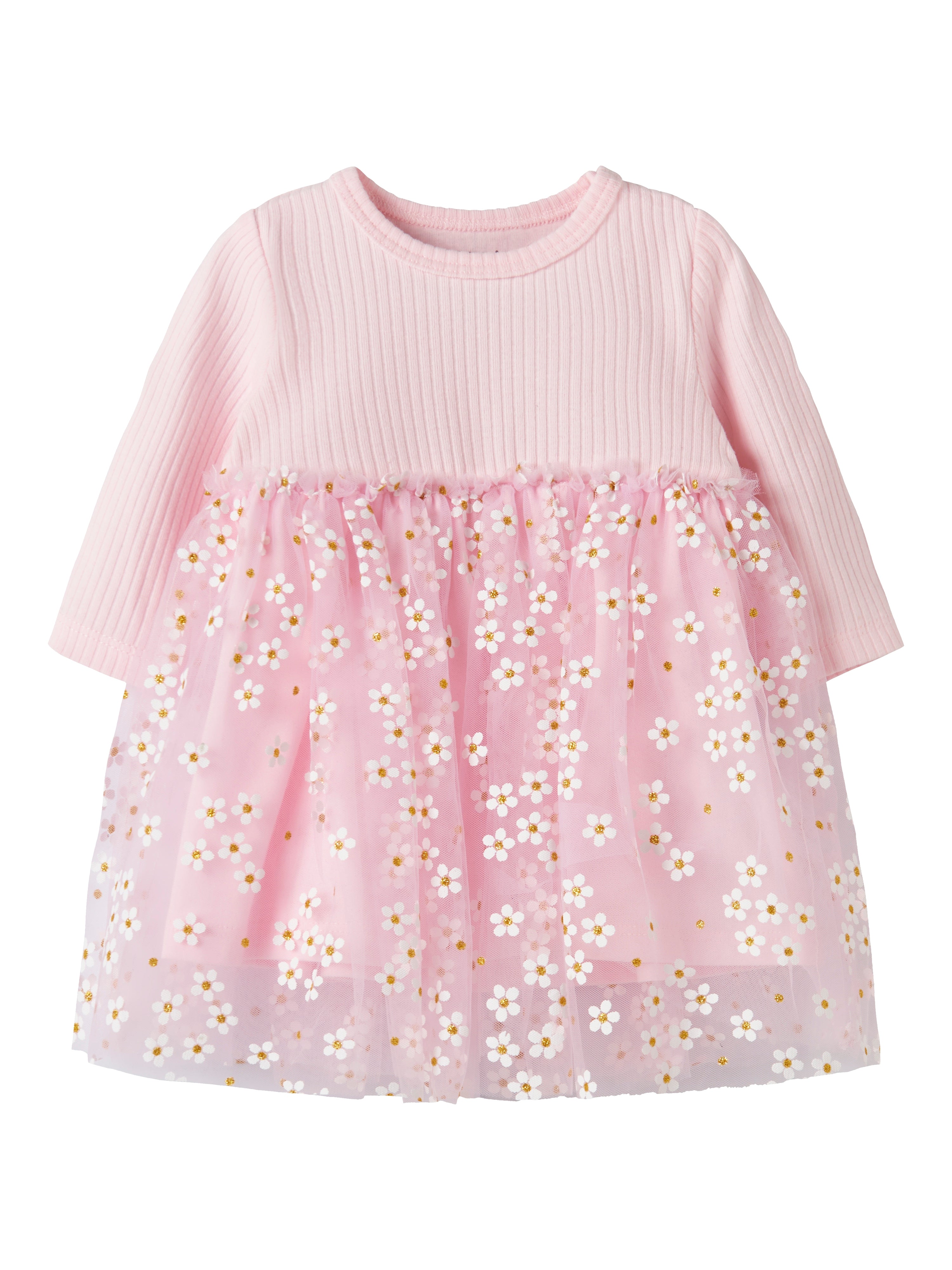 Name It Floral Ls Dress - Cradle Pink -   Cm