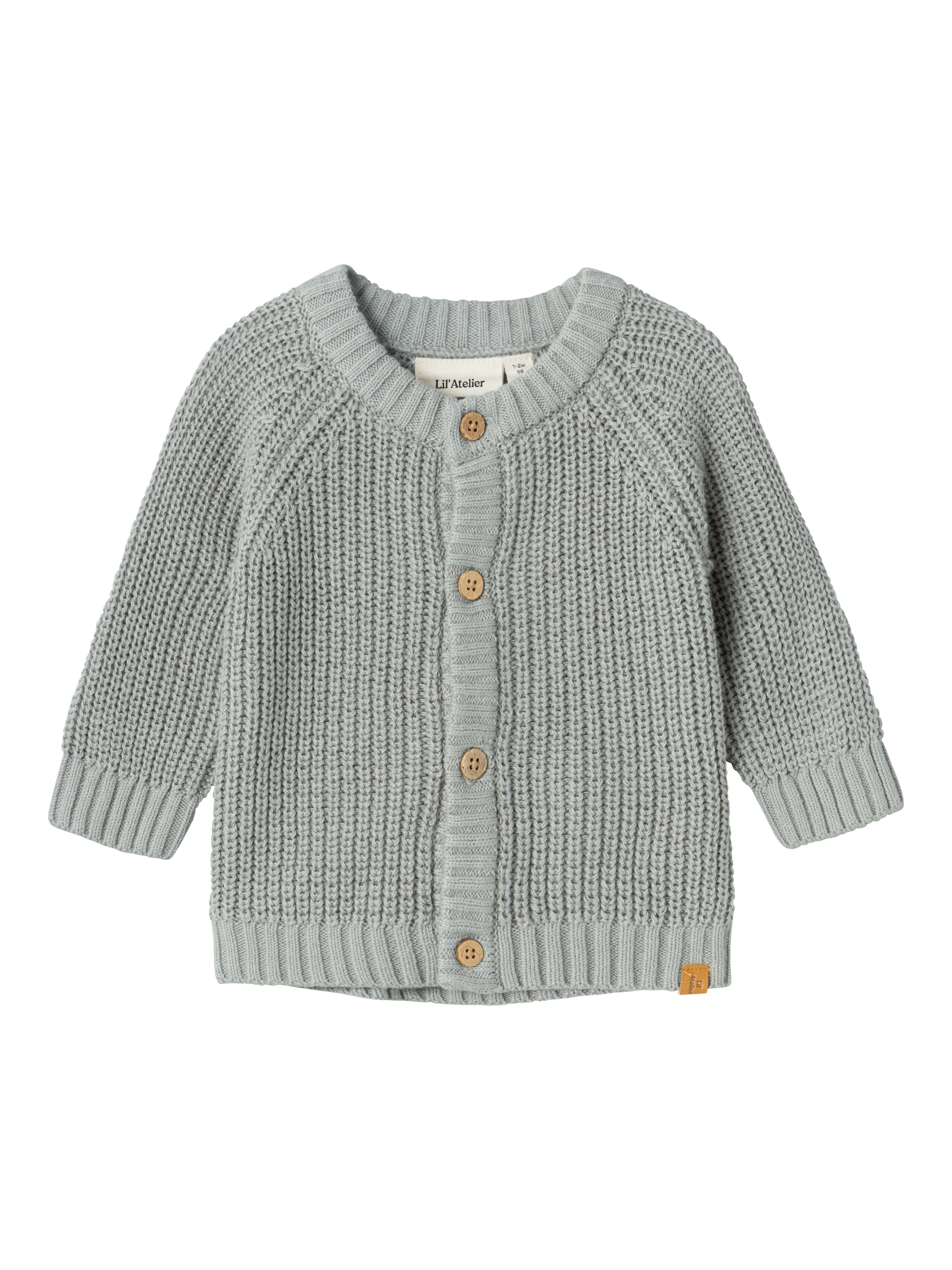 Lil Atelier Emlen Lin Strik Cardigan - Limestone Tilbud!