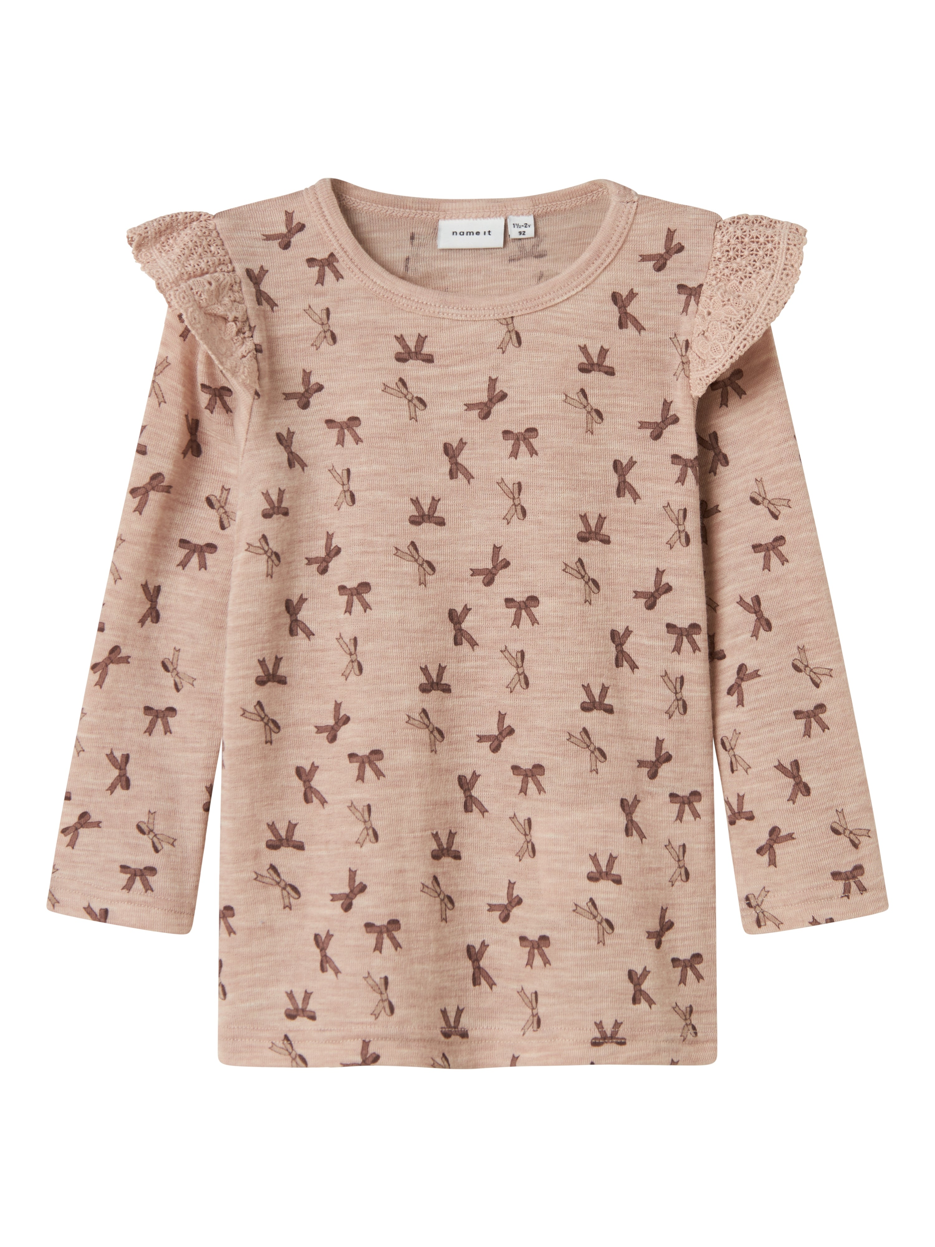 Name It Wang Uld Rib Bluse – Skyggegrå Sløjfe til Børn