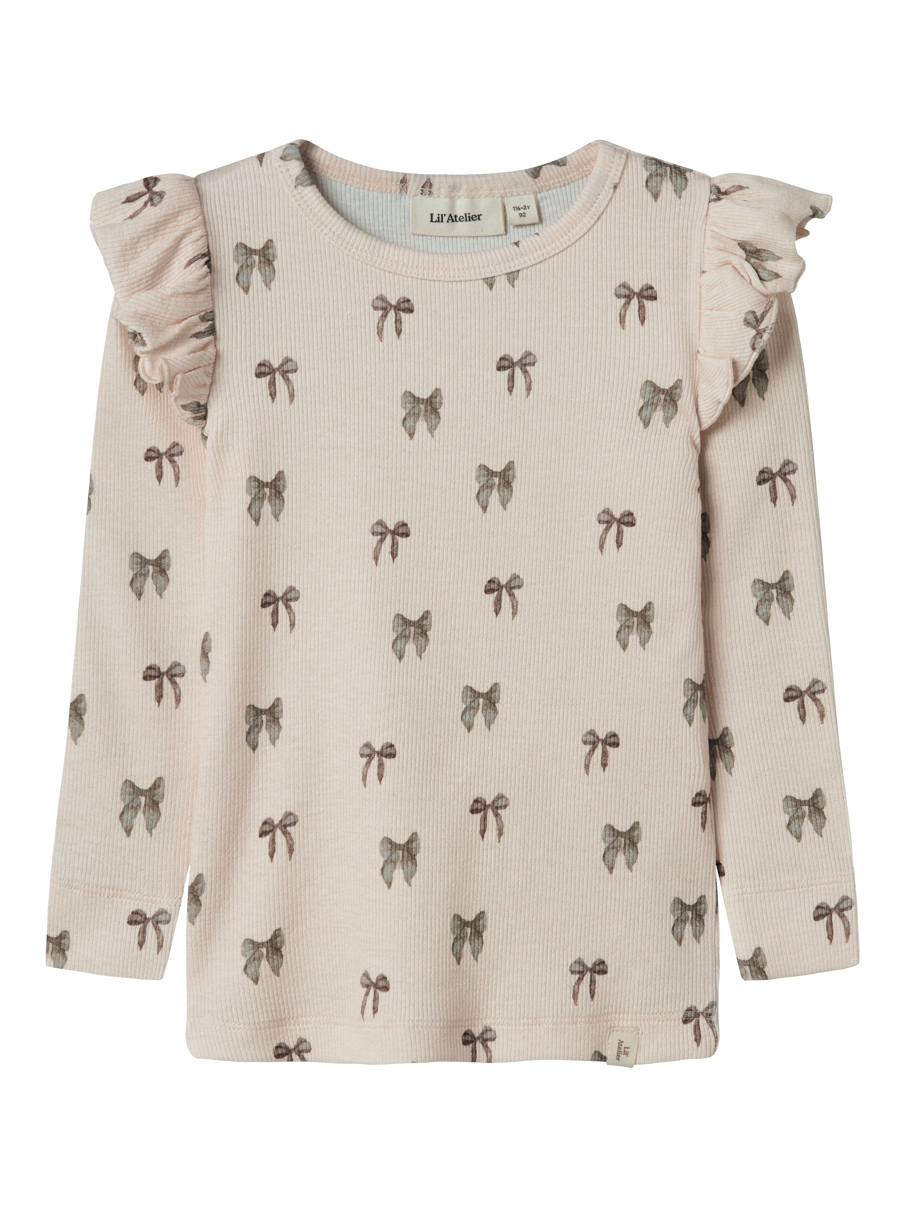 Lil Atelier Gavo Eko Slim Top – Sølv Peony Sløjfe Bluse