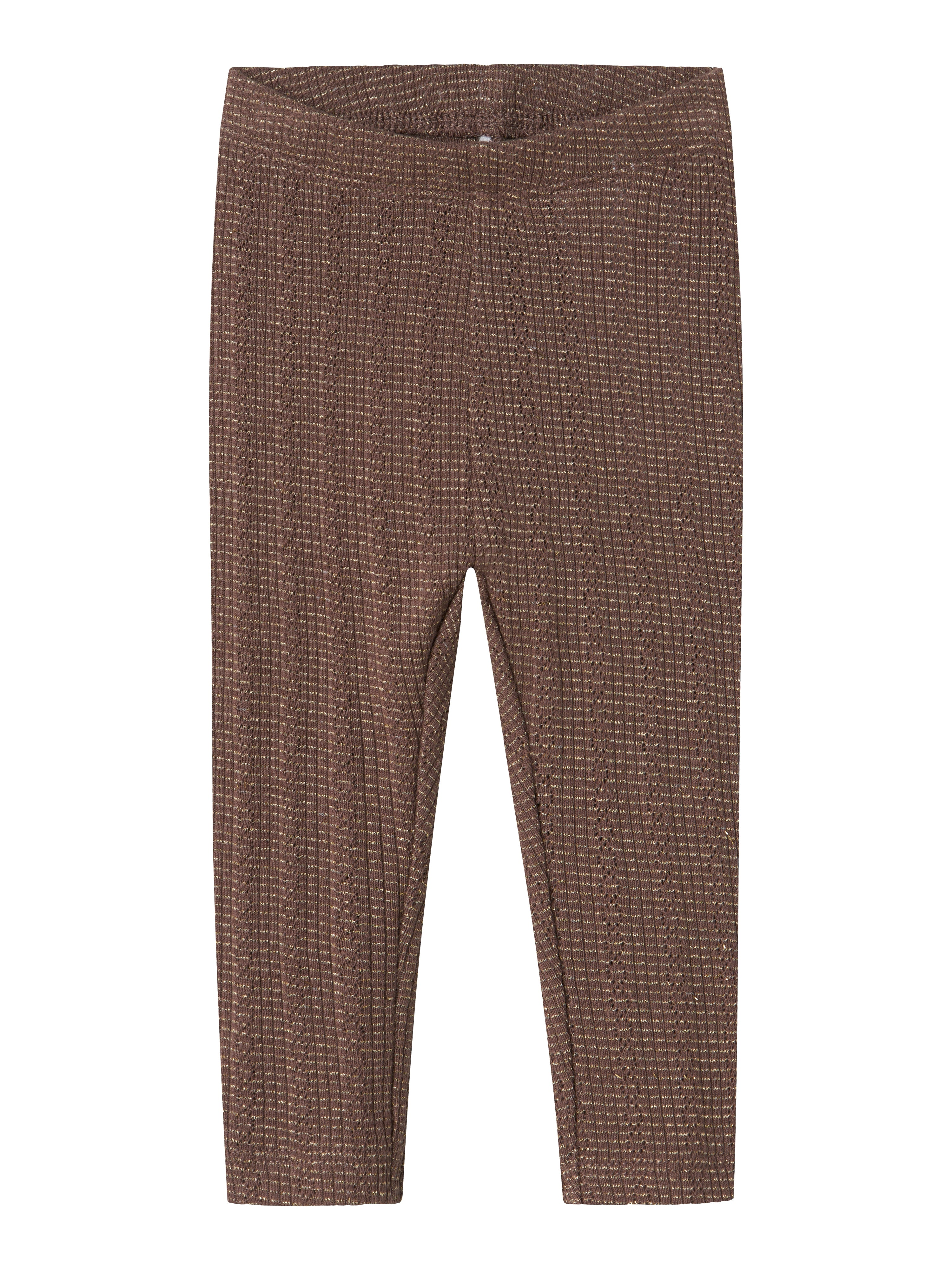 Name It Noelle Leggings - Peppercorn med Sløjfe & Guld Detalje