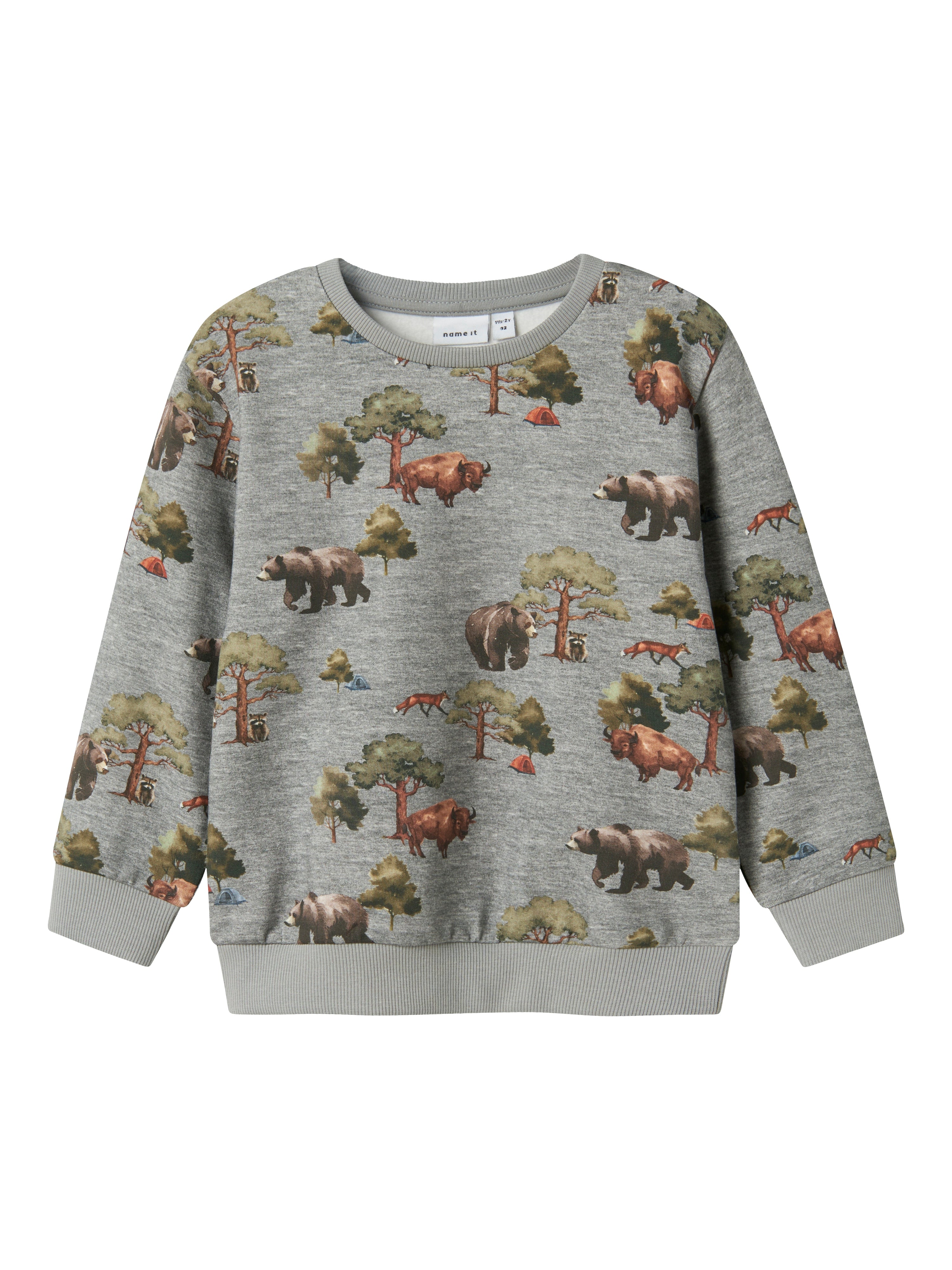 Name It Olin Sweatshirt – Grå Melange med Dyreprint på tilbud!