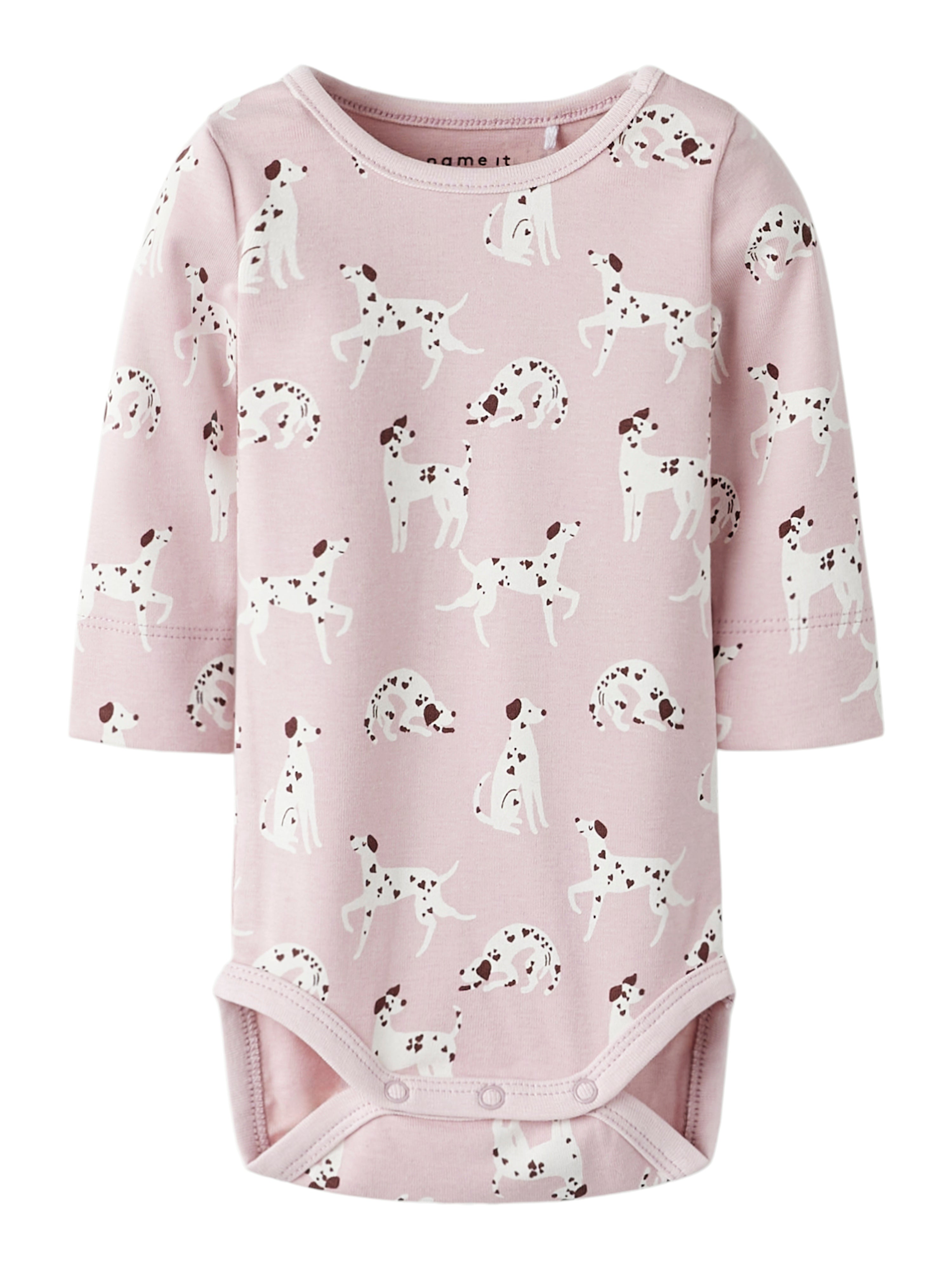 Name It Kilas Body – Sødt hundeprint i bleget mauve