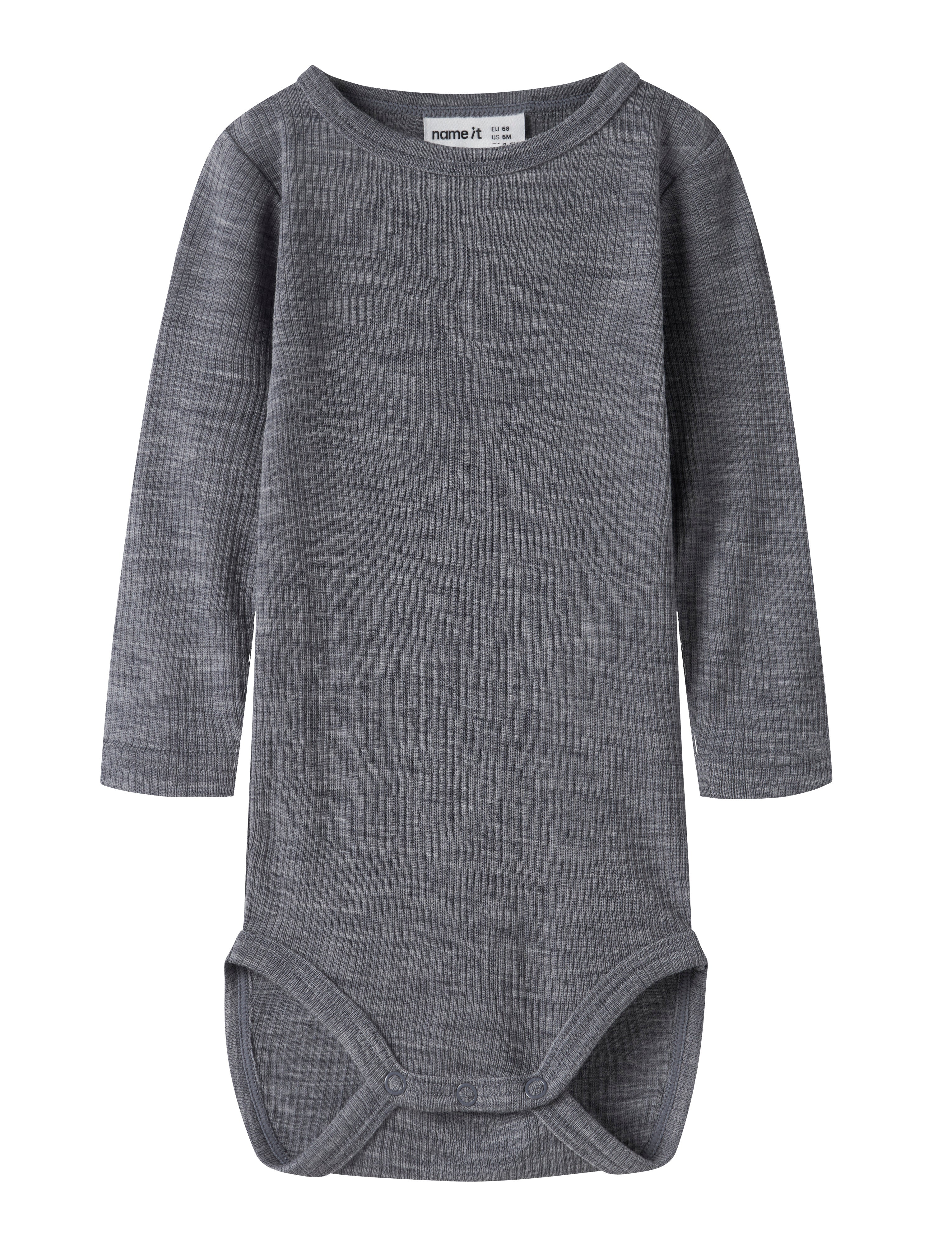 Name It Wax - Wool Rib Ls Body - Folkstone Gray -   Cm