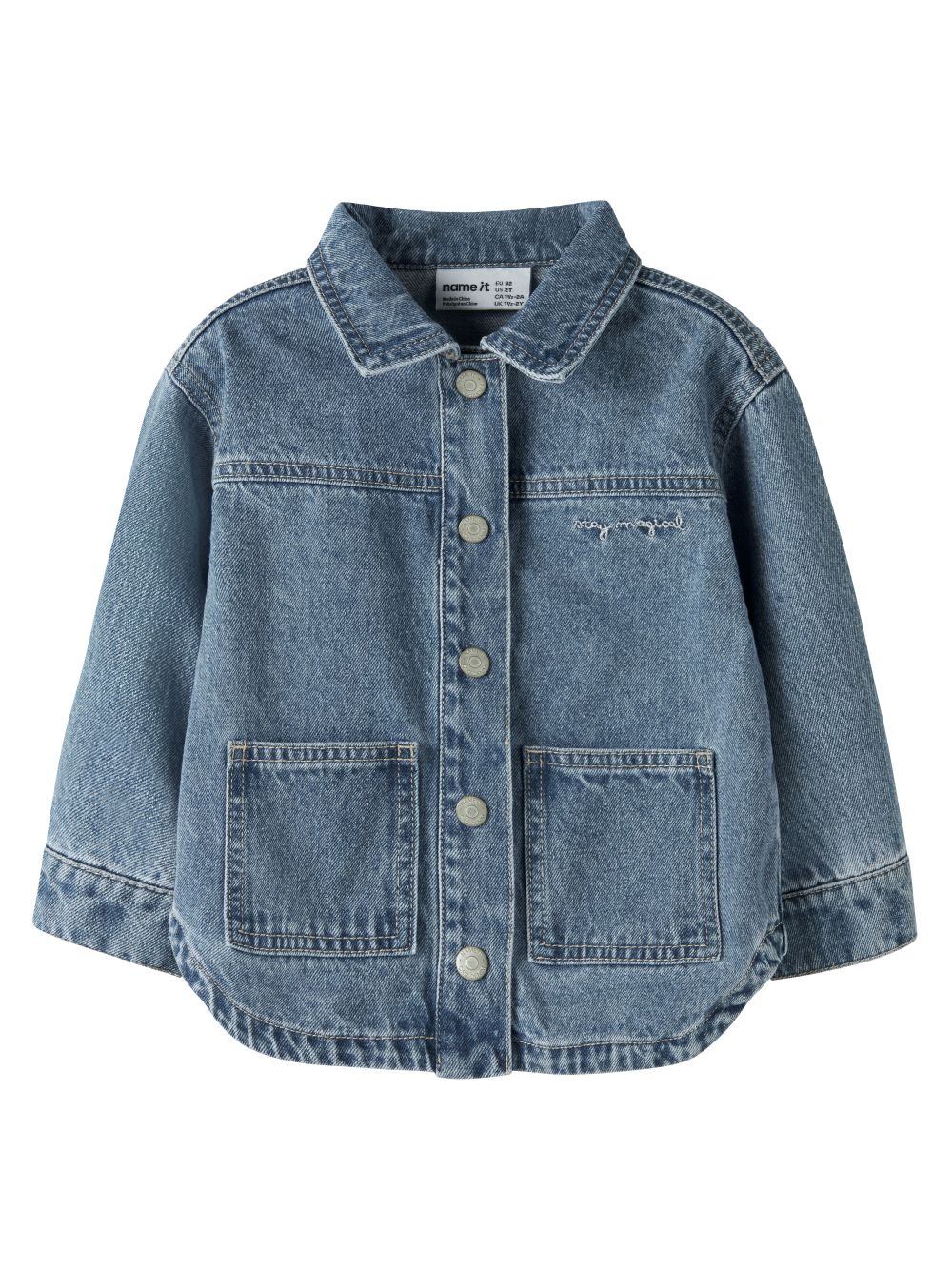 Name It Luna - Glitter Denim Jacket - Medium Blue Denim Unicorn Glitter -   Cm