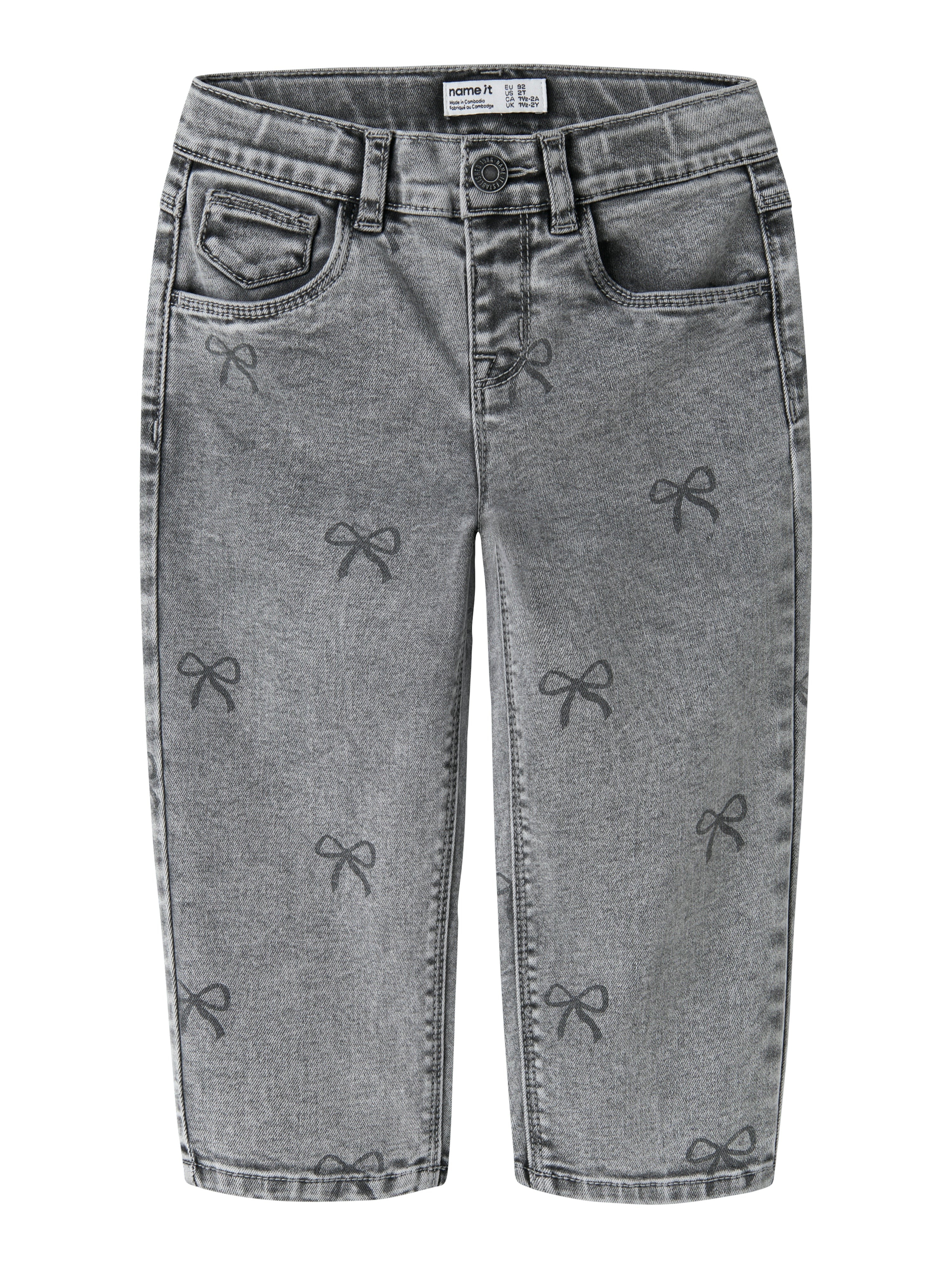 Name It Bella - Mom Shaped Jeans Noos - Light Grey Denim Bow -   Cm